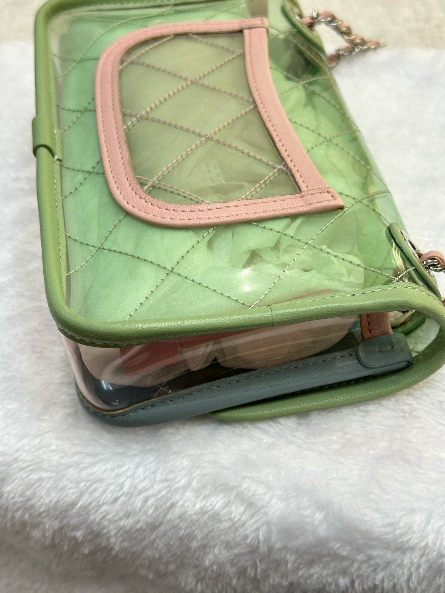 Chanel Mini Coco Splash PVC Flap Bag Blue/Green/Pink Silver Hardware