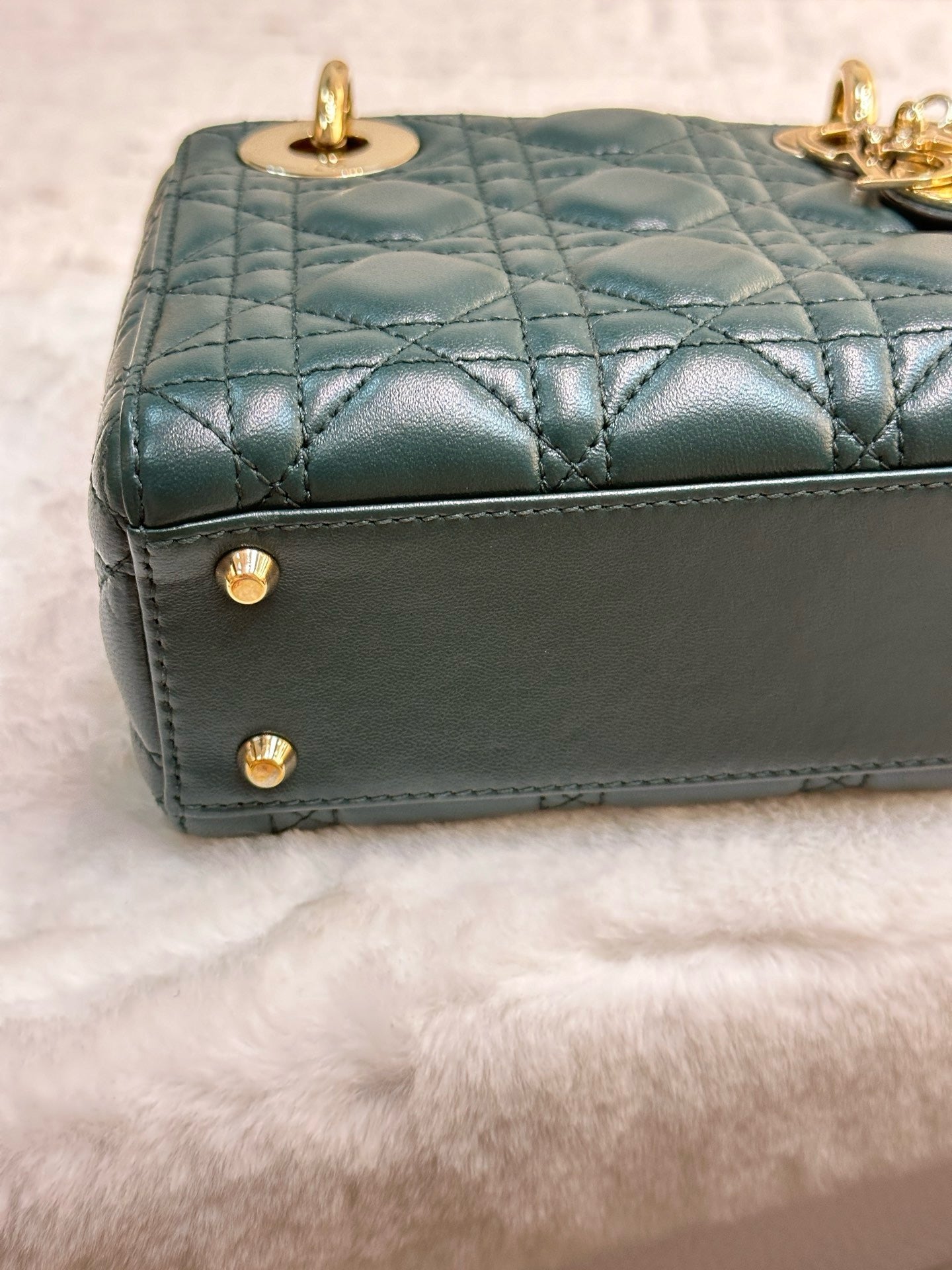 Christian Dior Mini Lambskin Cannage Lady Dior Green