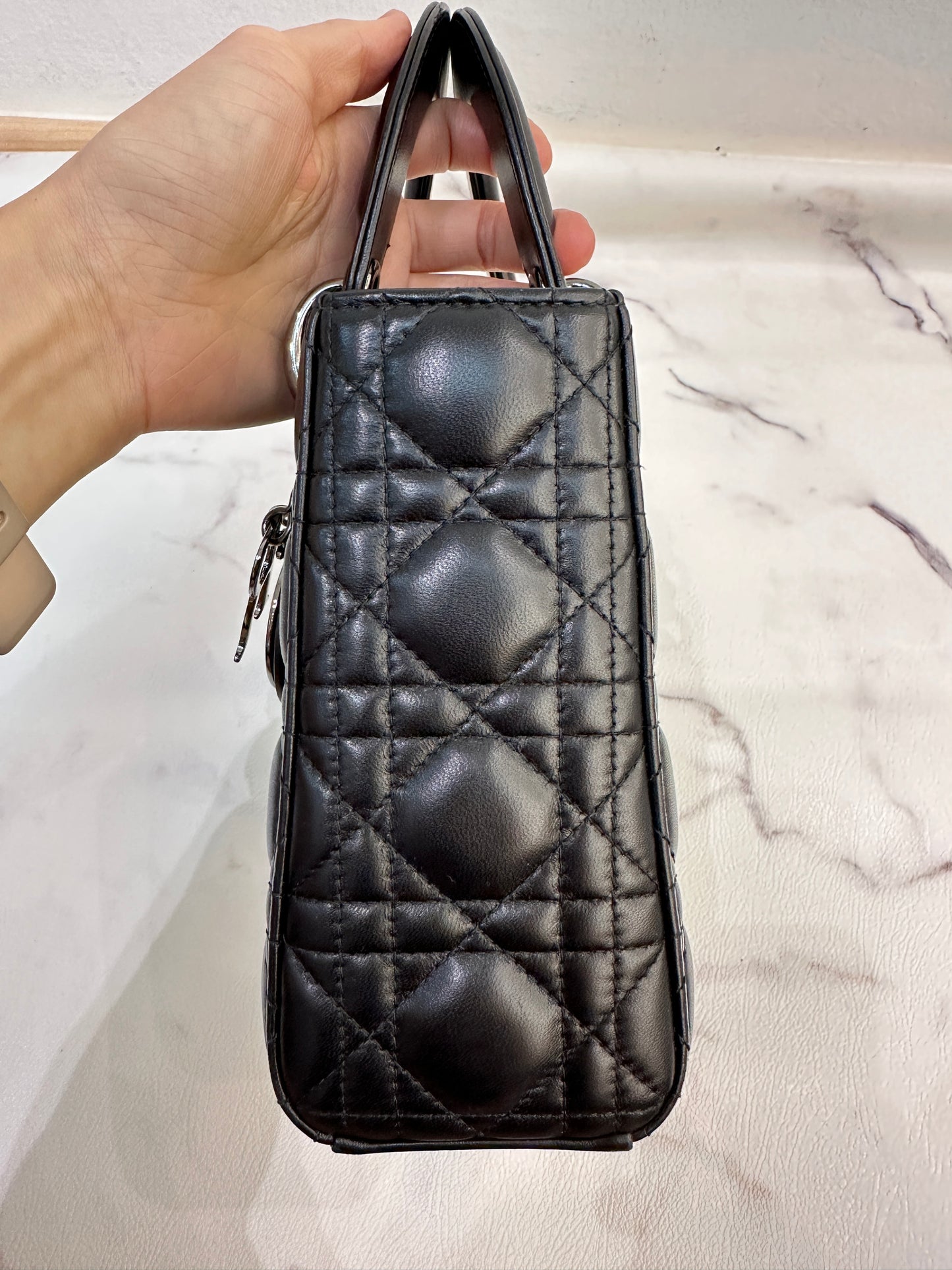 DIOR Lambskin Cannage Small Lucky Badges My Lady Dior Black