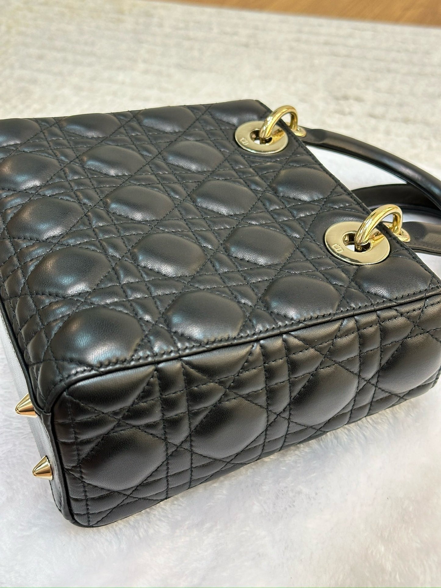 Christian Dior Small Cannage Lambskin My Lady Dior ABC Bag Black GHW