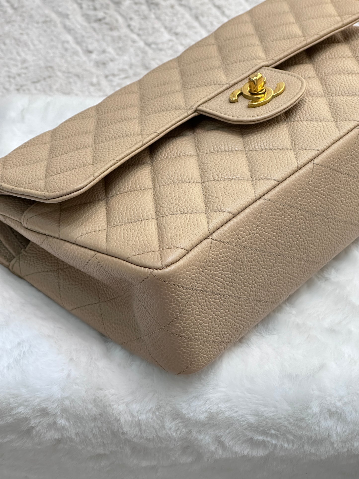 Chanel Medium Vintage Timeless Classic Leather Caviar Beige