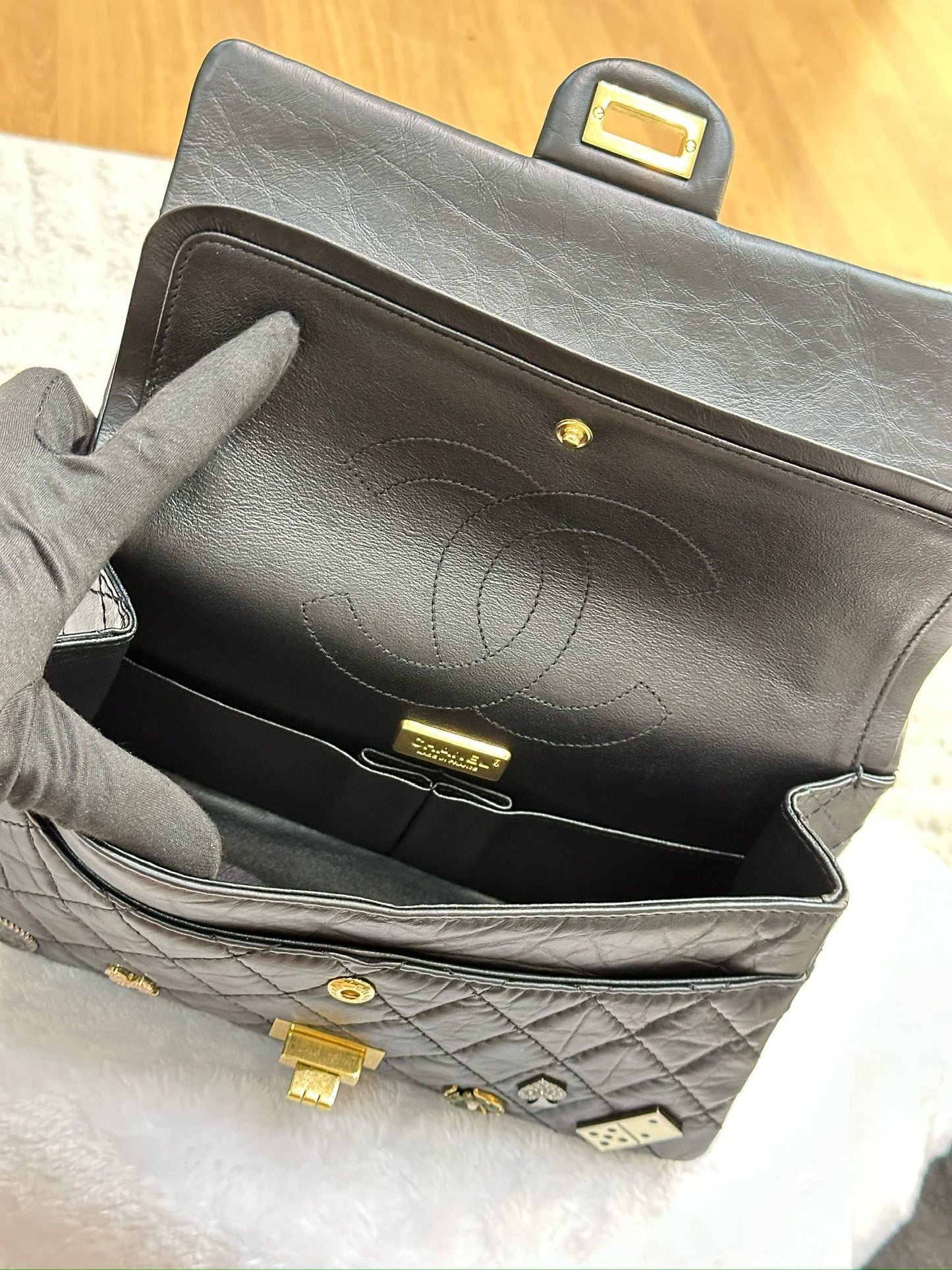 Chanel Small 2.55 Reissue Aged Calfskin Lucky Charms 225 Flap Black