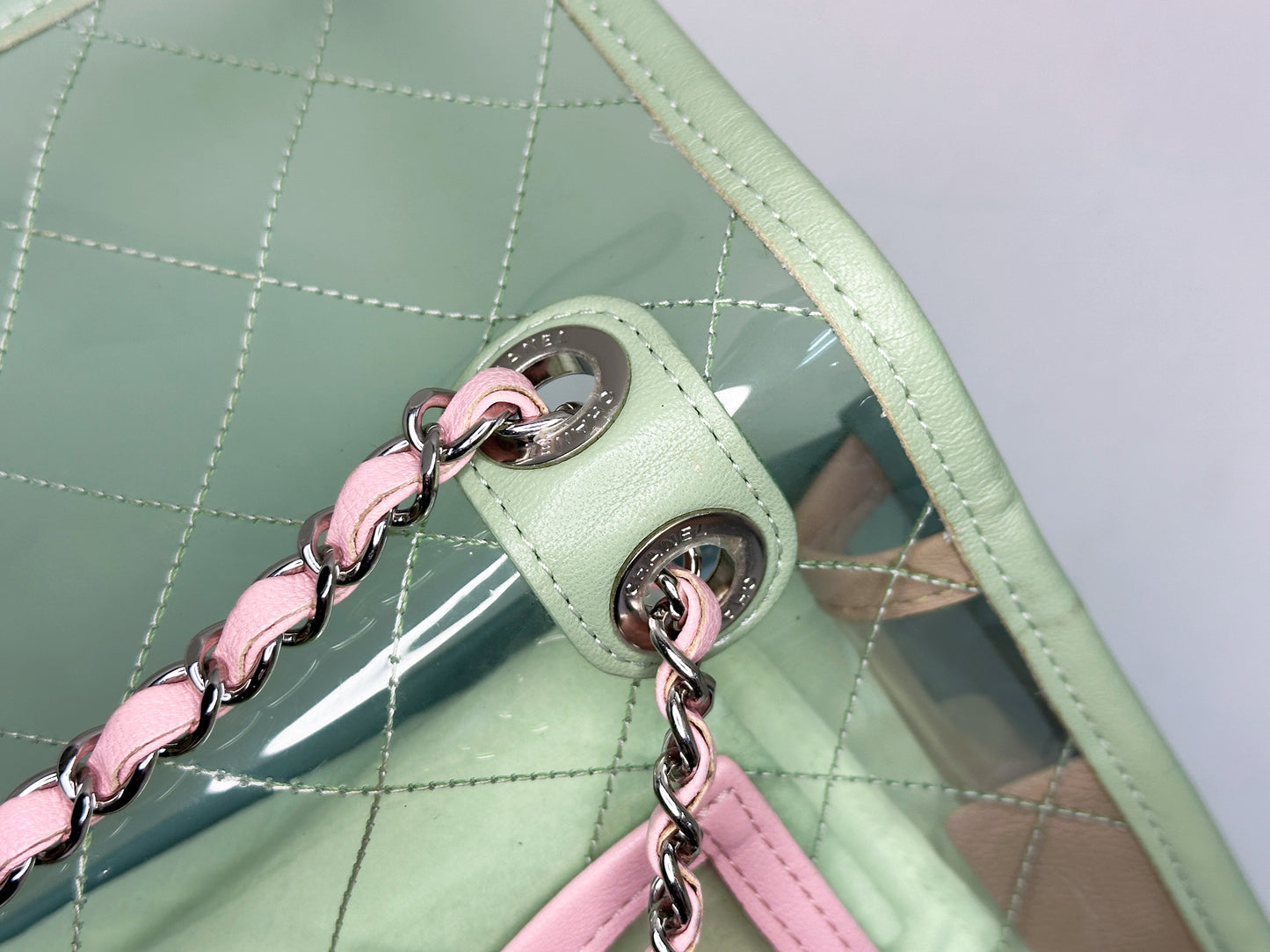 Chanel Coco Splash PVC Medium Flap Bag Green/Blue/Pink 254975 holo