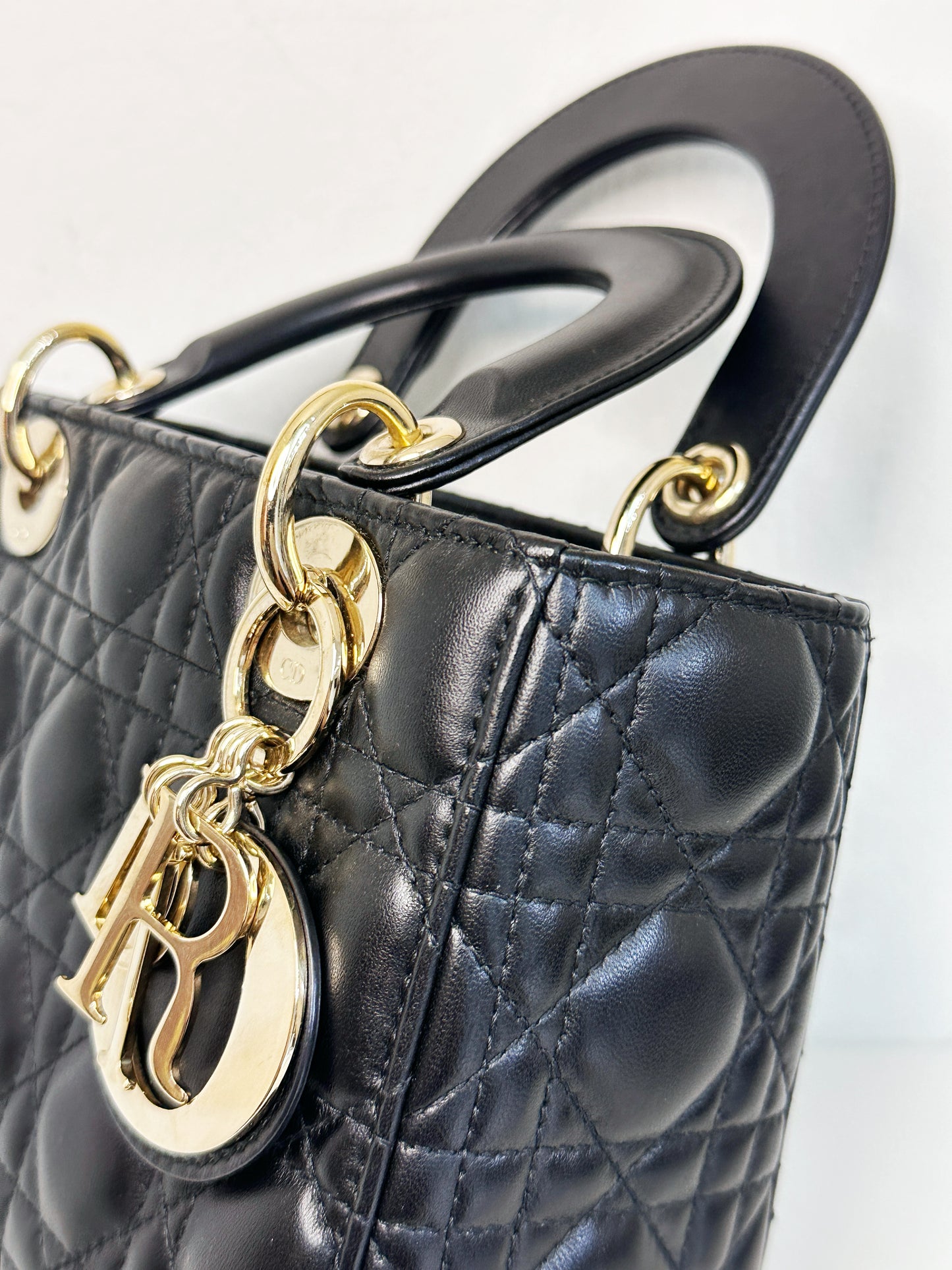 CHRISTIAN DIOR Lambskin Cannage Small My ABCDior Lady Dior Black GHW