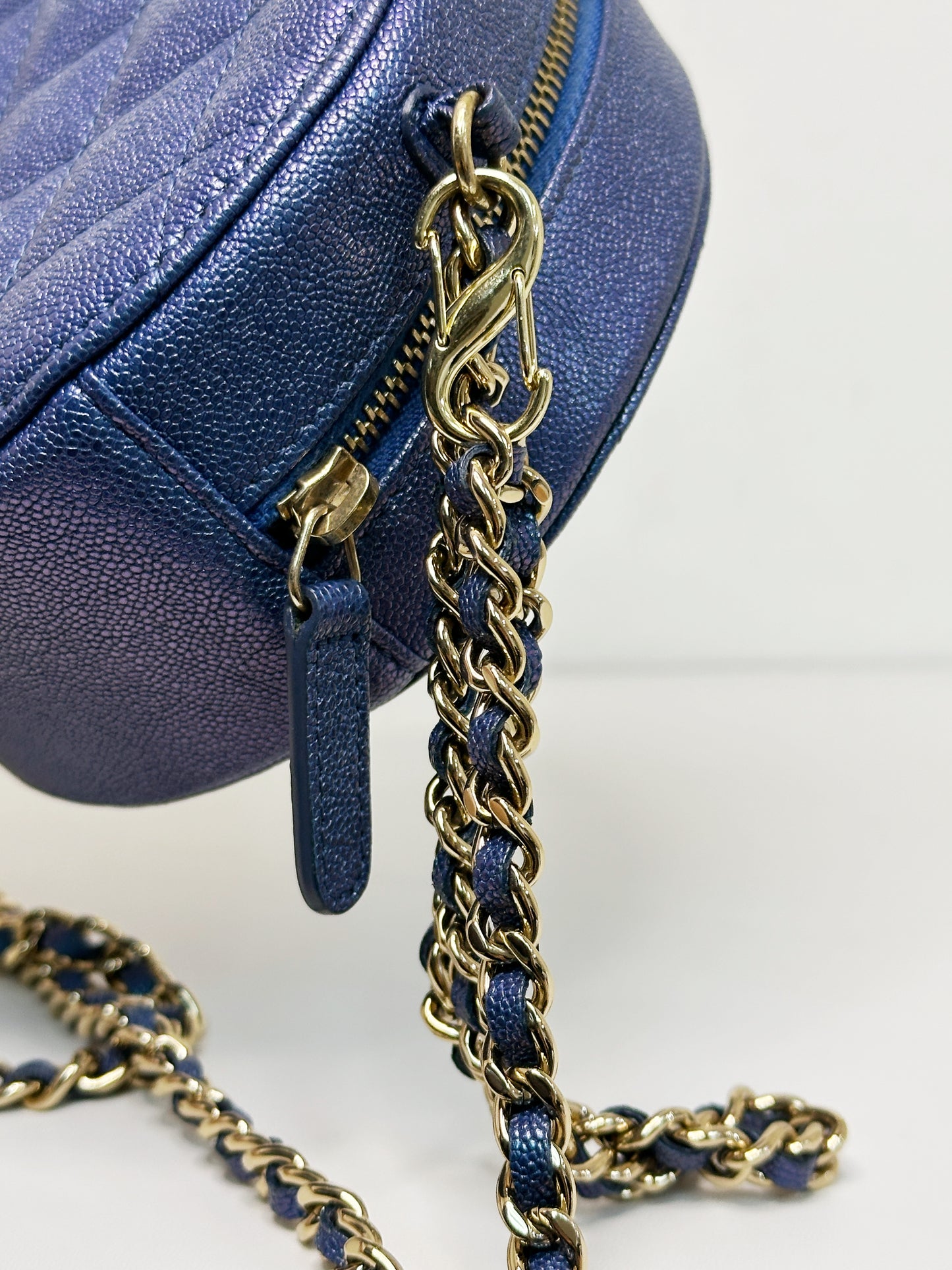 Chanel Matelasse Classic Chain Shoulder Bag Blue 2798 holo card