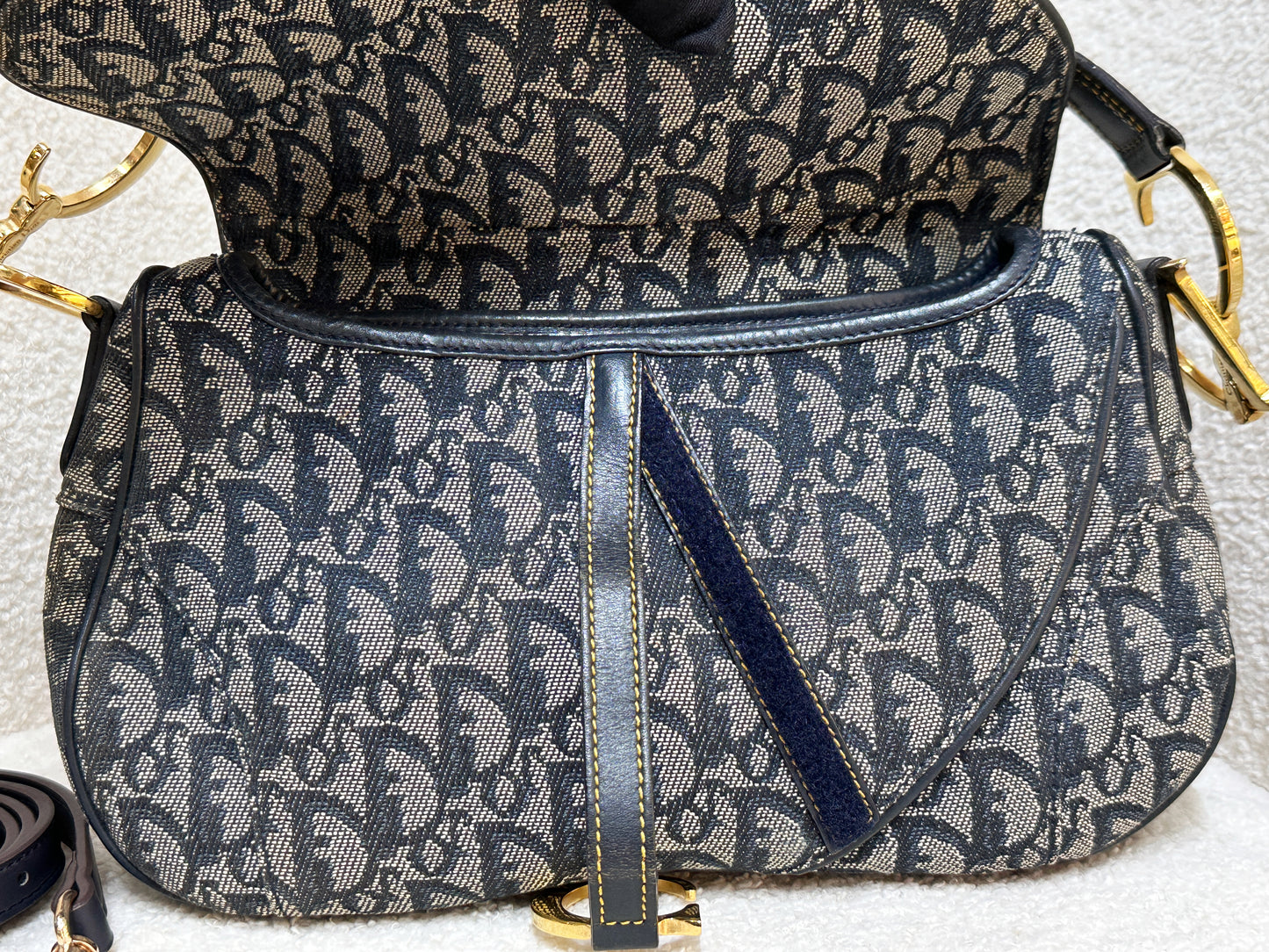 Christian Dior Double Saddle Canvas Navy blue 2001 year