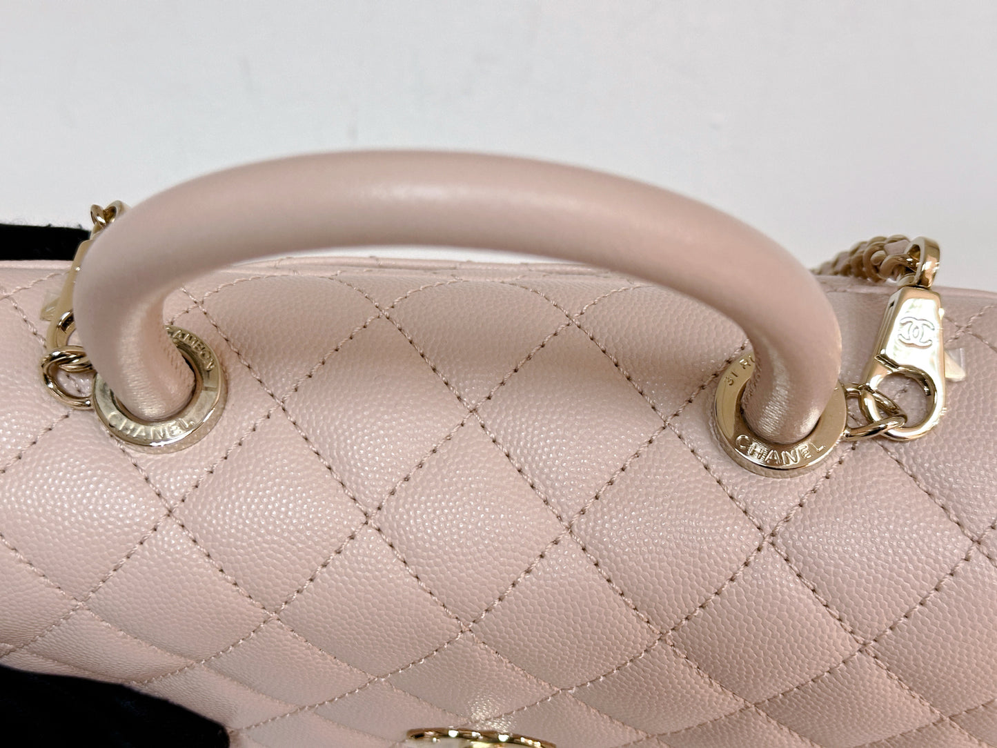 Chanel Small Caviar Coco Handle Light Pink LGHW 21A