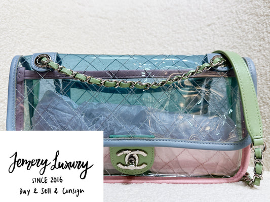 Chanel Coco Splash PVC Medium Flap Bag Blue/Green/Pink 2562 holo