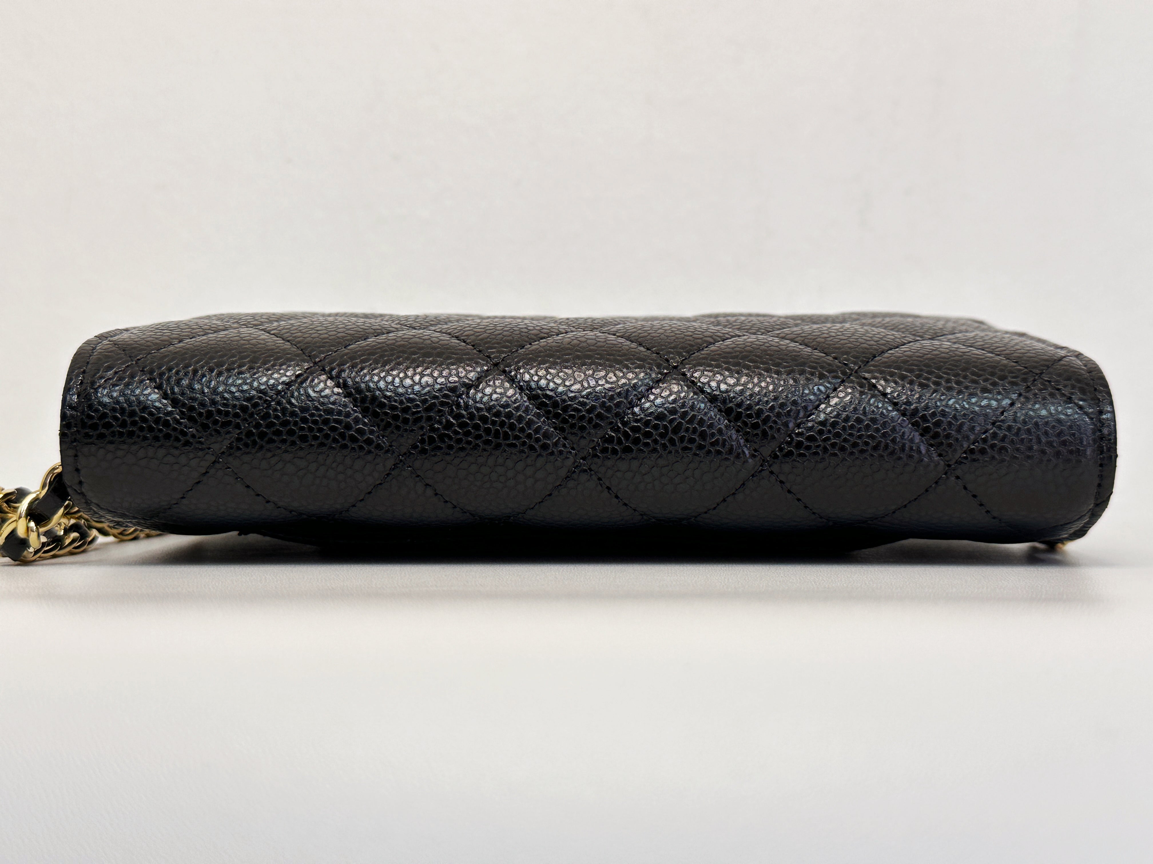Chanel Classic Wallet on Chain Caviar Black GHW T876 microchip