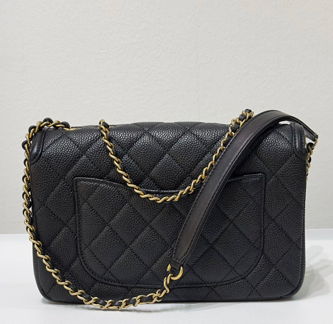 Chanel Caviar Quilted Small CC Filigree Flap Black