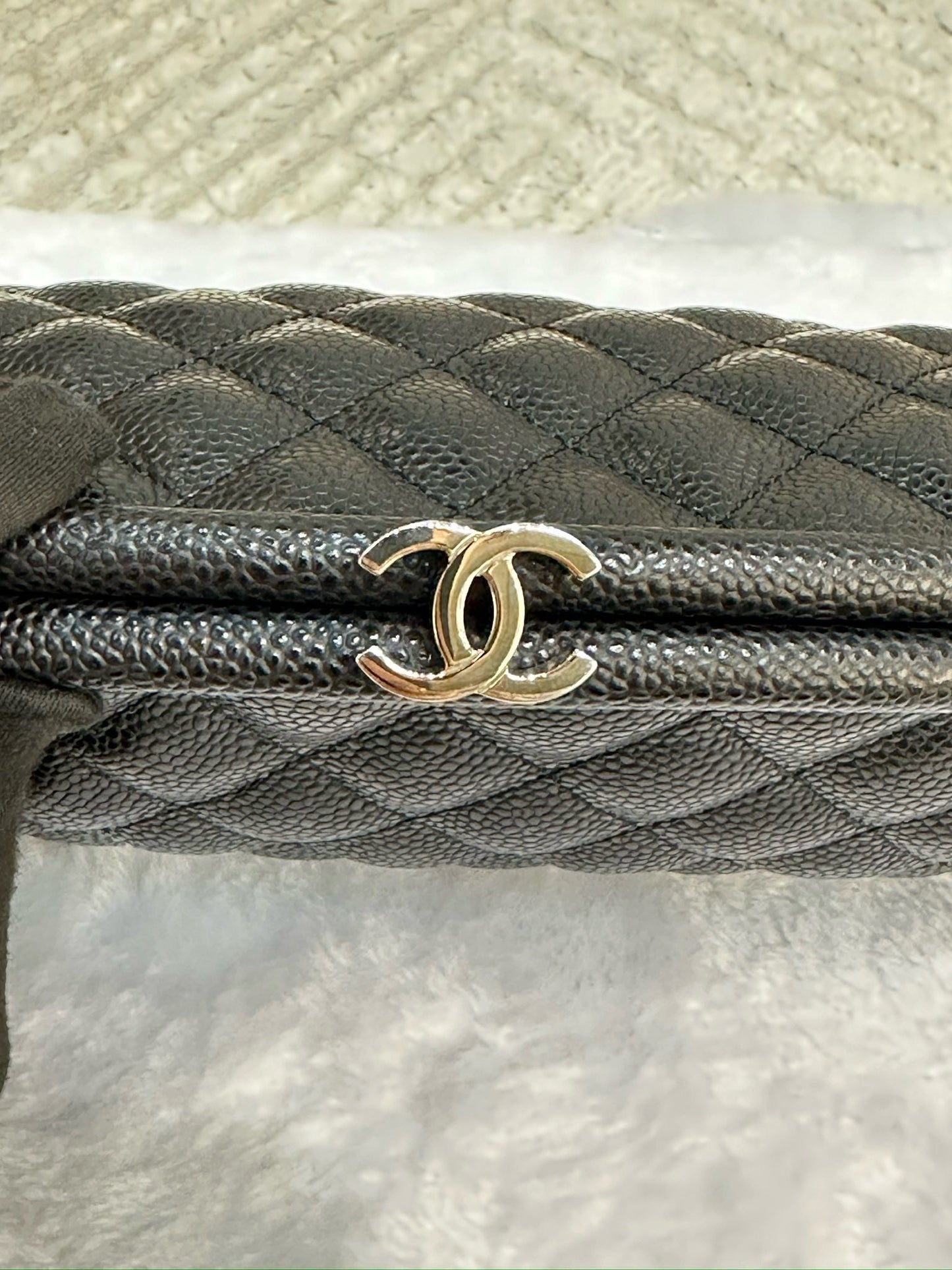 Chanel Quilted Timeless Kisslock Clutch Black Caviar SHW