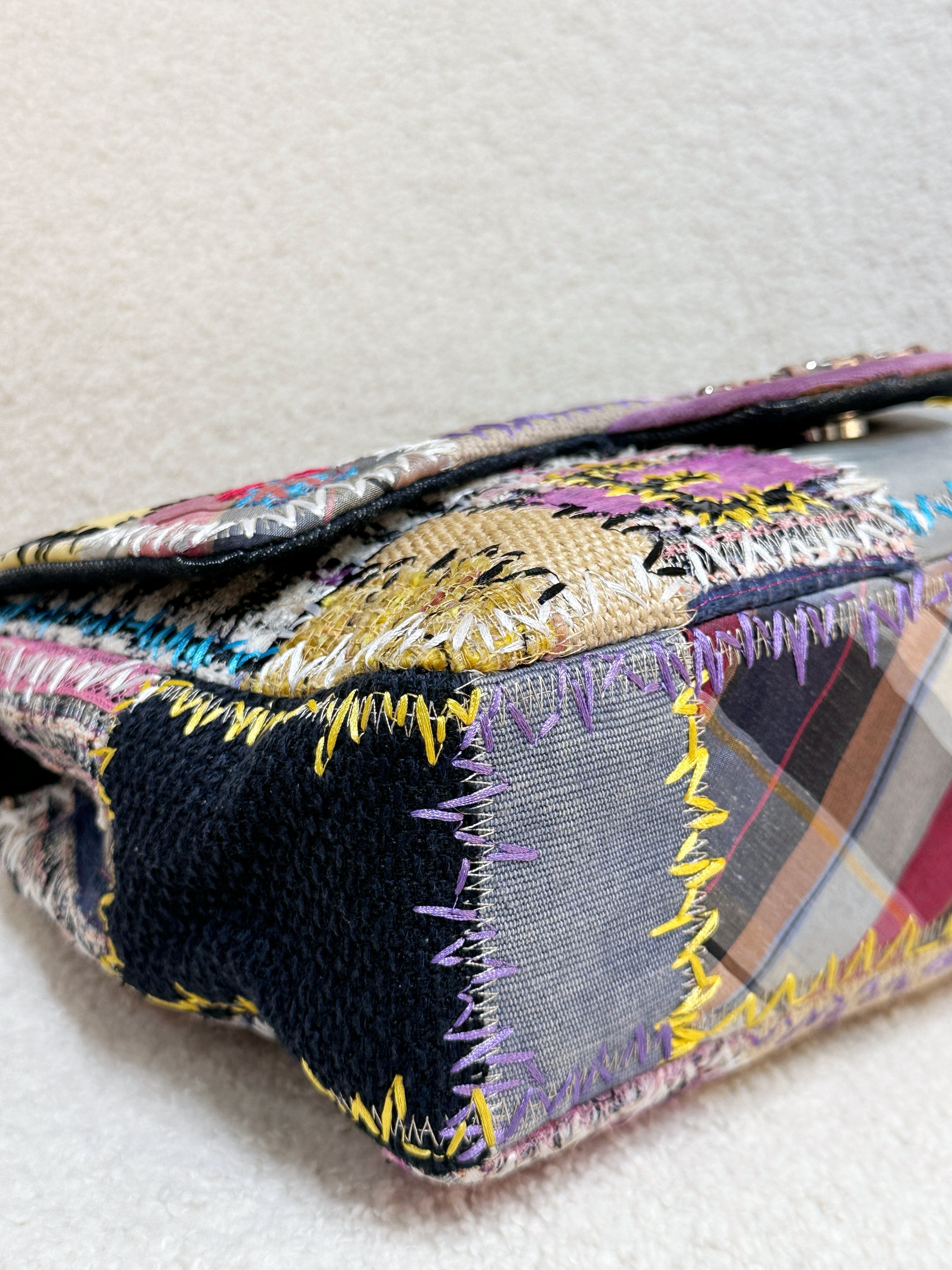 CHANEL TIMELESS PATCHWORK MULTICOLOR JUMBO SINGLE FLAP BAG 1443 holo card