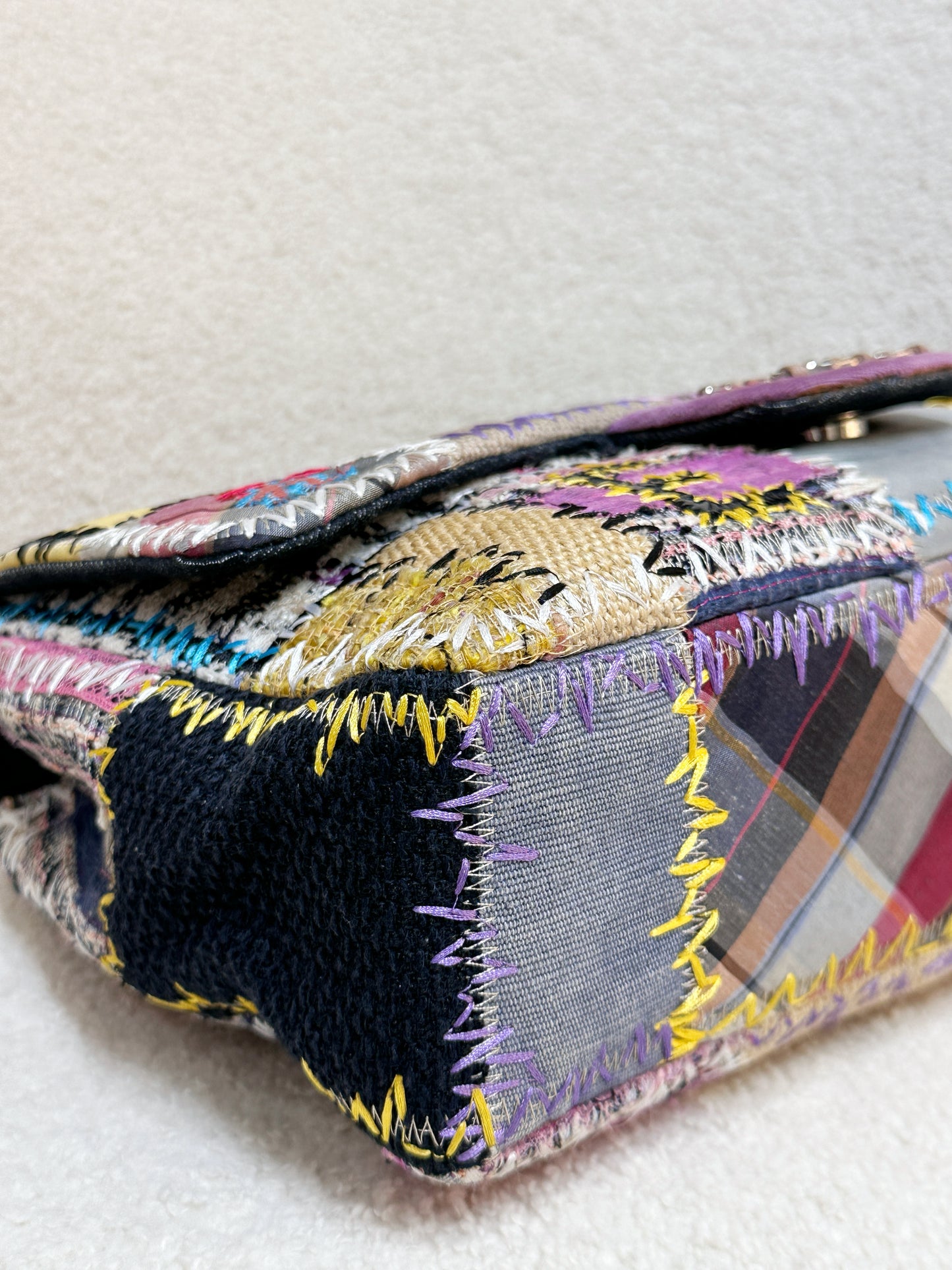 CHANEL TIMELESS PATCHWORK MULTICOLOR JUMBO SINGLE FLAP BAG 1443 holo card