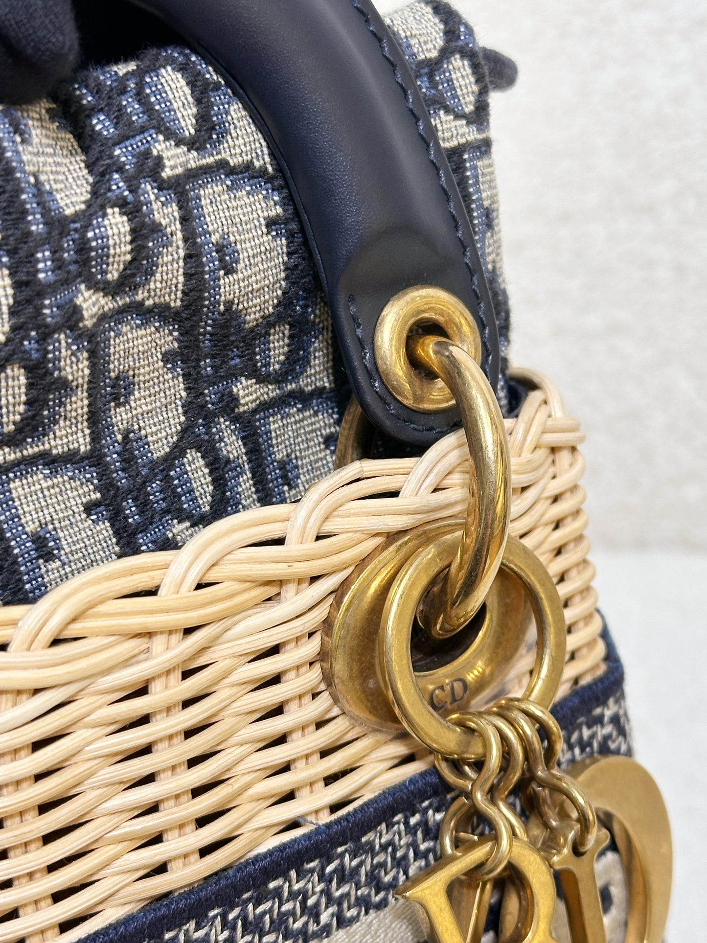 Christian Dior Bicolor Wicker Jacquard Mini Lady Dior Bag