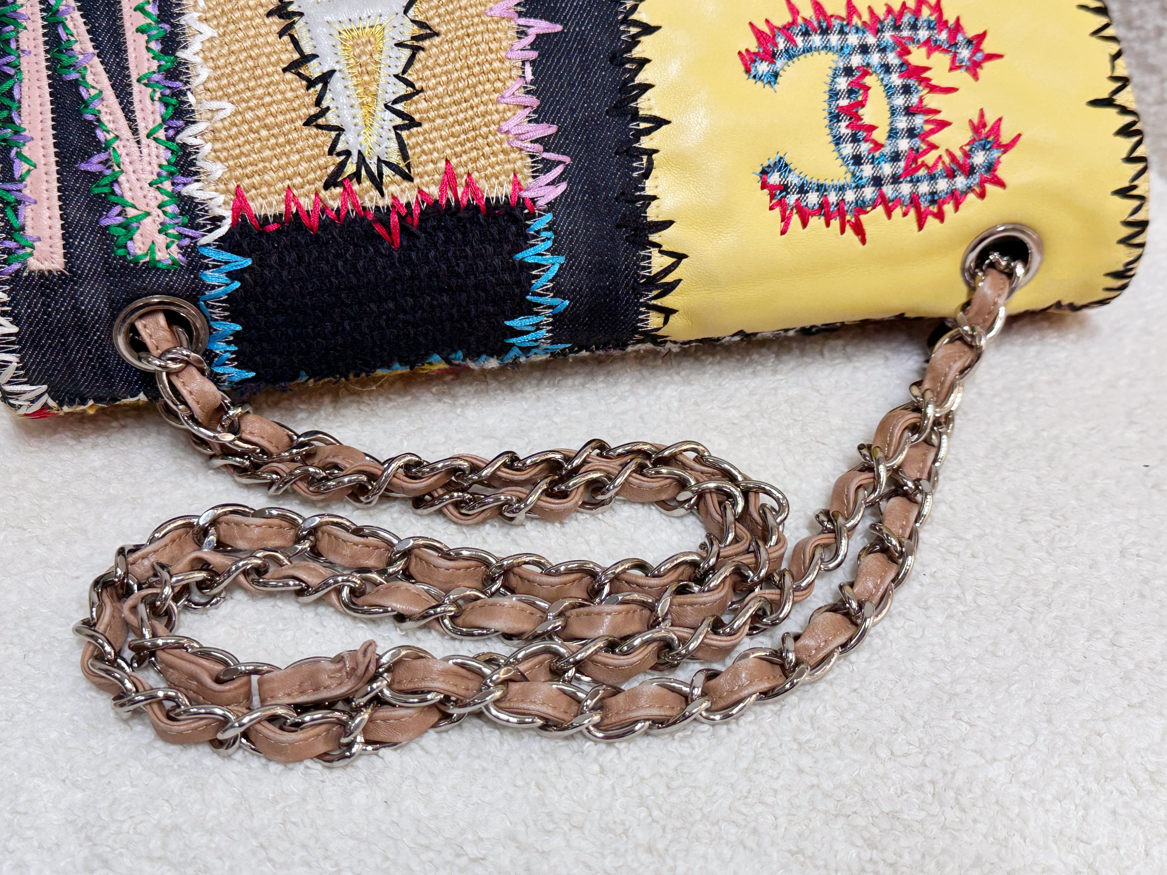 CHANEL TIMELESS PATCHWORK MULTICOLOR JUMBO SINGLE FLAP BAG 1443 holo card