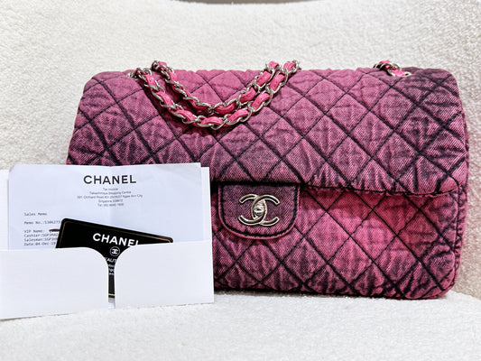 Chanel Denim Quilted Denimpression Flap Red Black