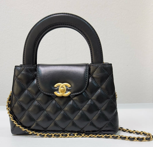 Chanel Lambskin Kelly Shopping Bag Black GHW 19cm