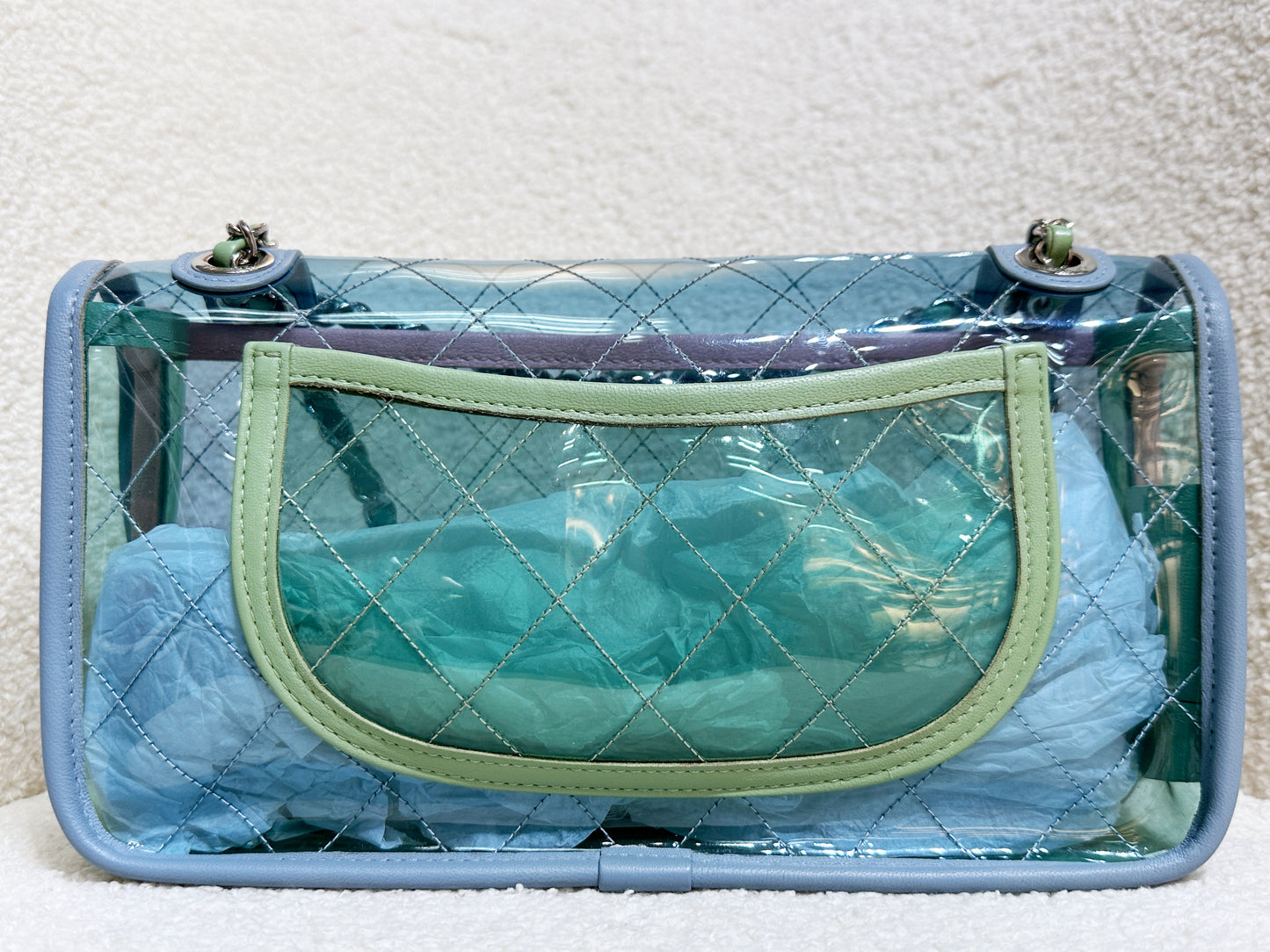 Chanel Coco Splash PVC Medium Flap Bag Blue/Green/Pink 2562 holo