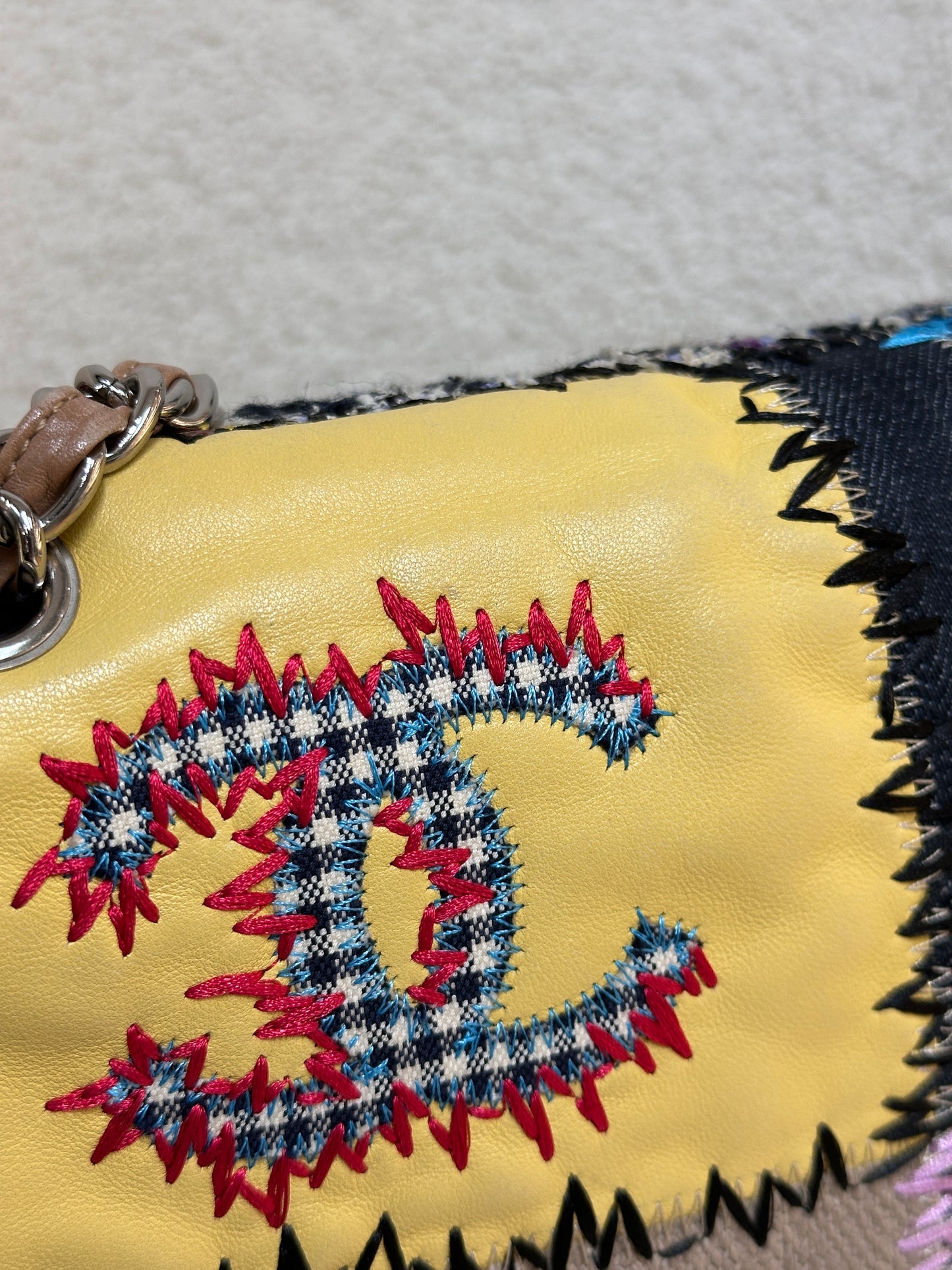 CHANEL TIMELESS PATCHWORK MULTICOLOR JUMBO SINGLE FLAP BAG 1443 holo card