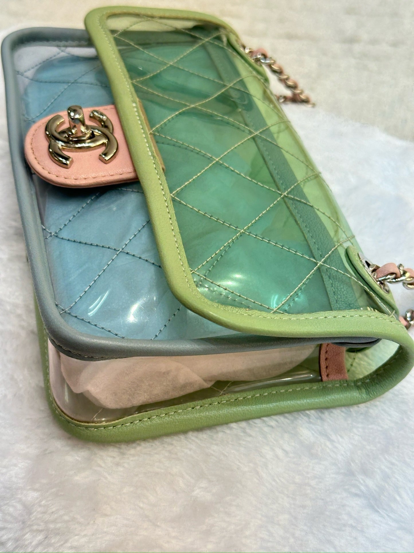 Chanel Mini Coco Splash PVC Flap Bag Blue/Green/Pink Silver Hardware