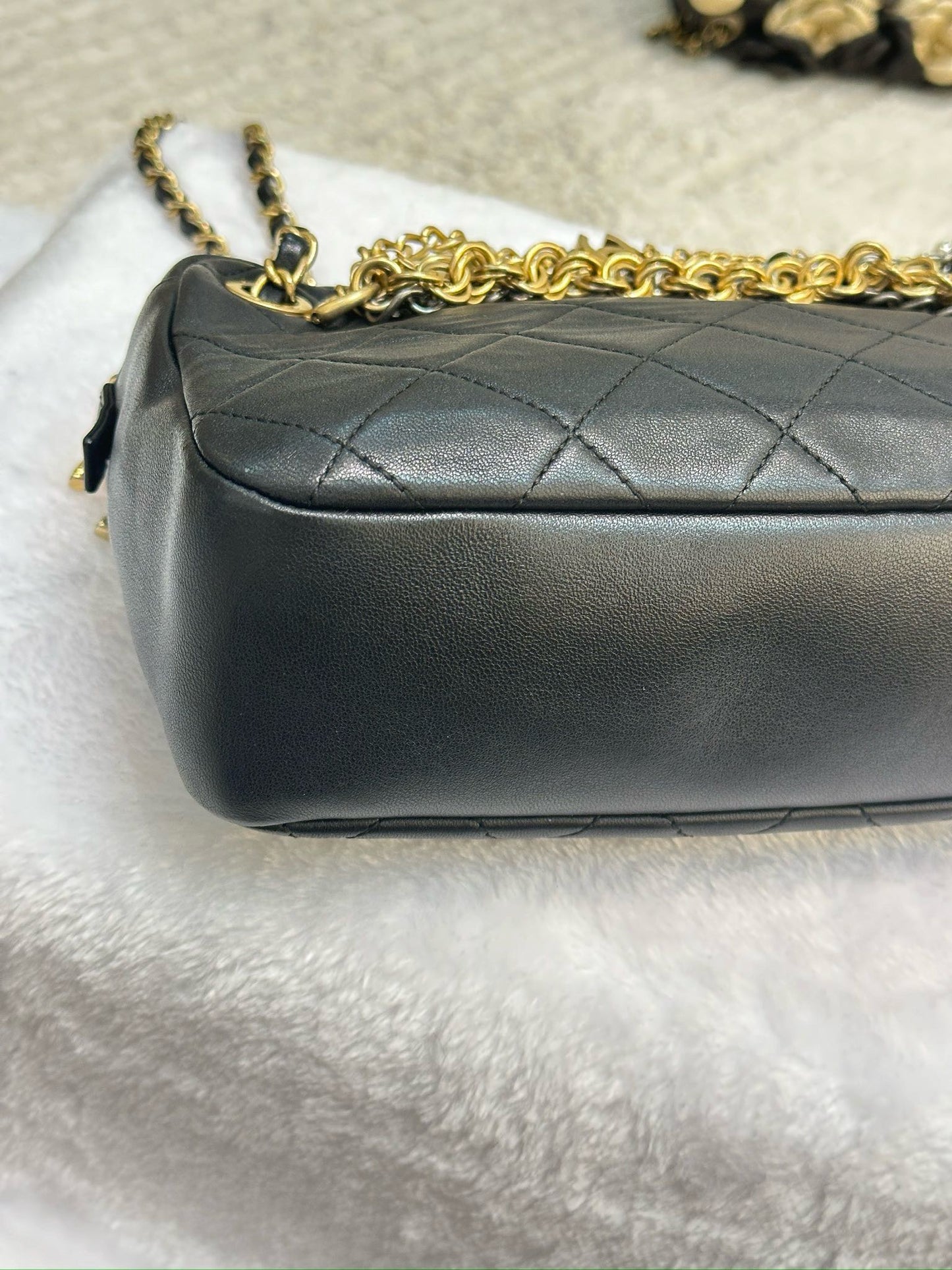 Chanel Lambskin Quilted All About Chains Camera Bag Black