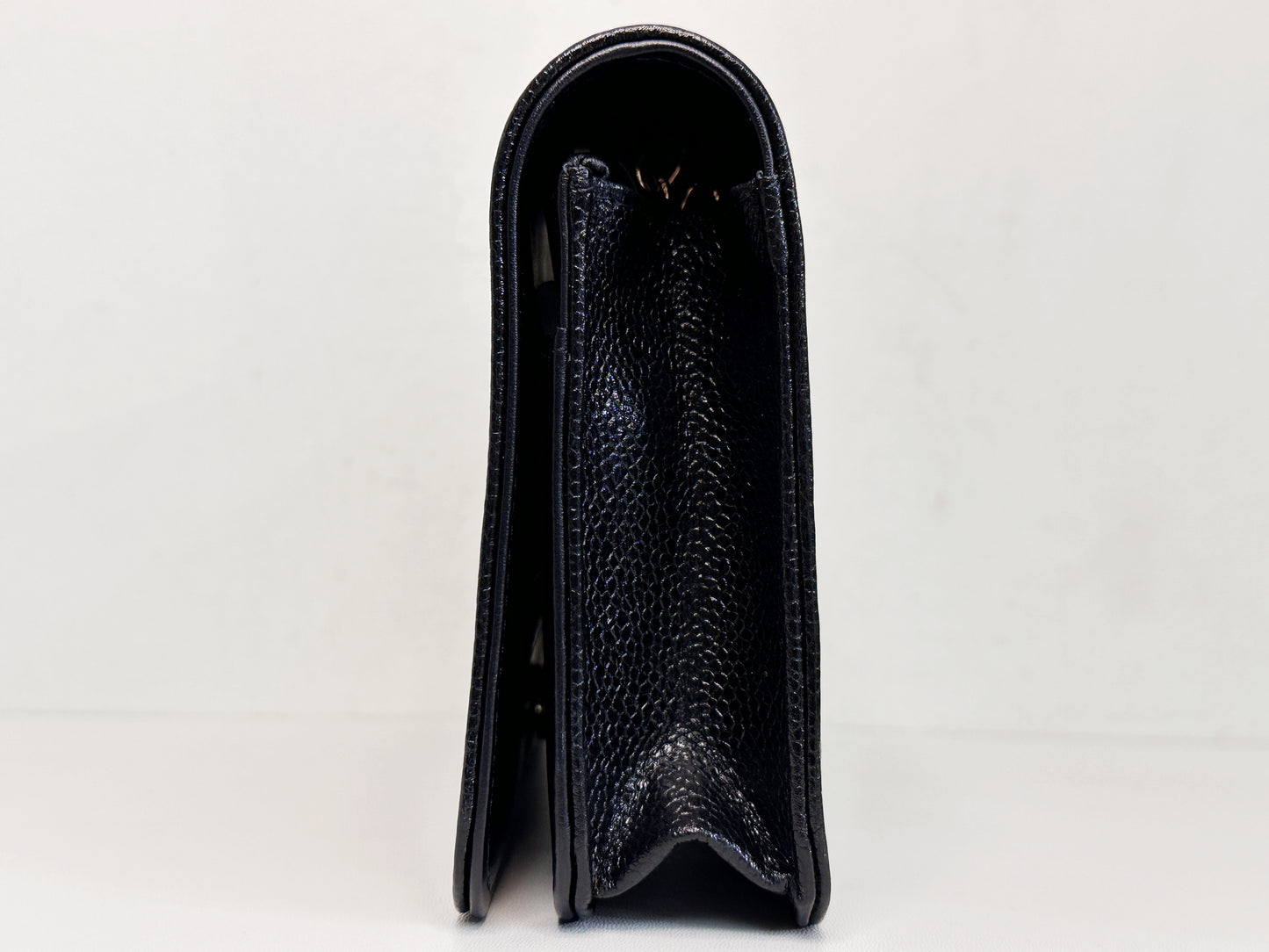 Chanel Black Caviar Camellia Embossed Wallet on Chain WOC Crossbody/ Clutch Bag 2951 holo card