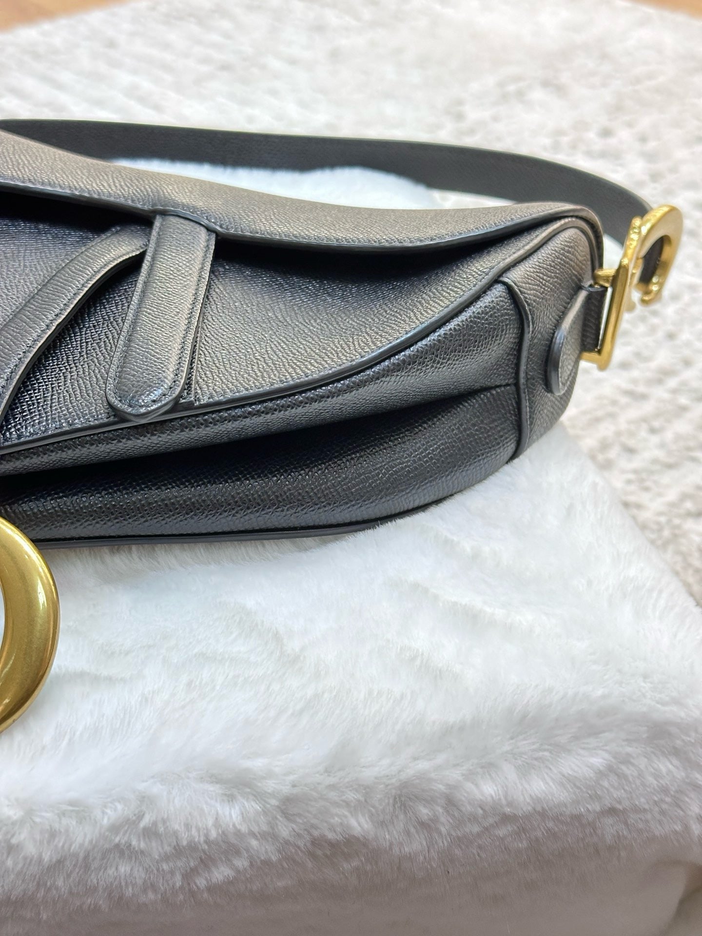 Christian Dior Meidum Leather Saddle Bag Black