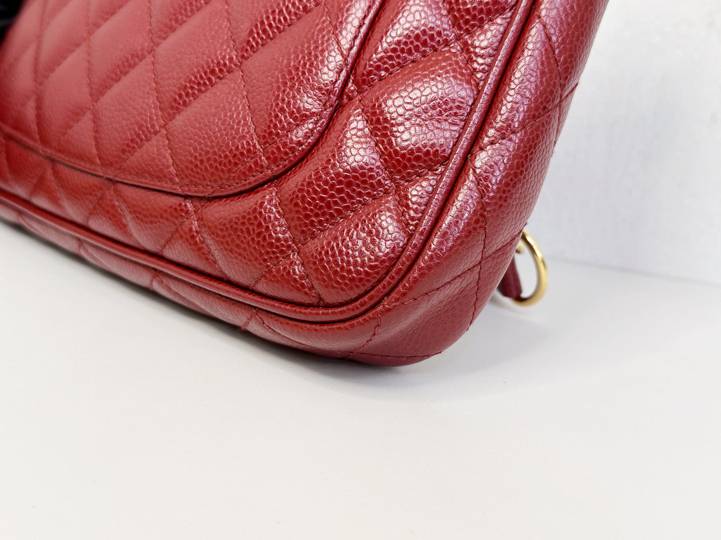 Chanel Small Caviar Quilted Pochette Shoulder Bag Red GHW