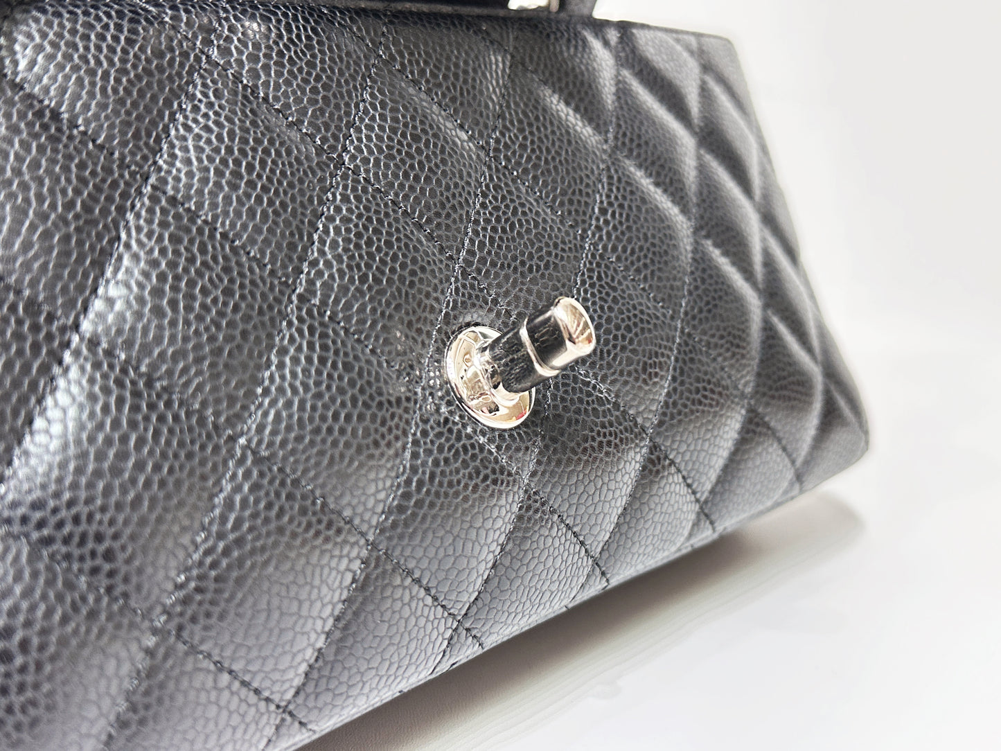 Chanel Caviar East West Flap Bag Black SHW 1172 holo card