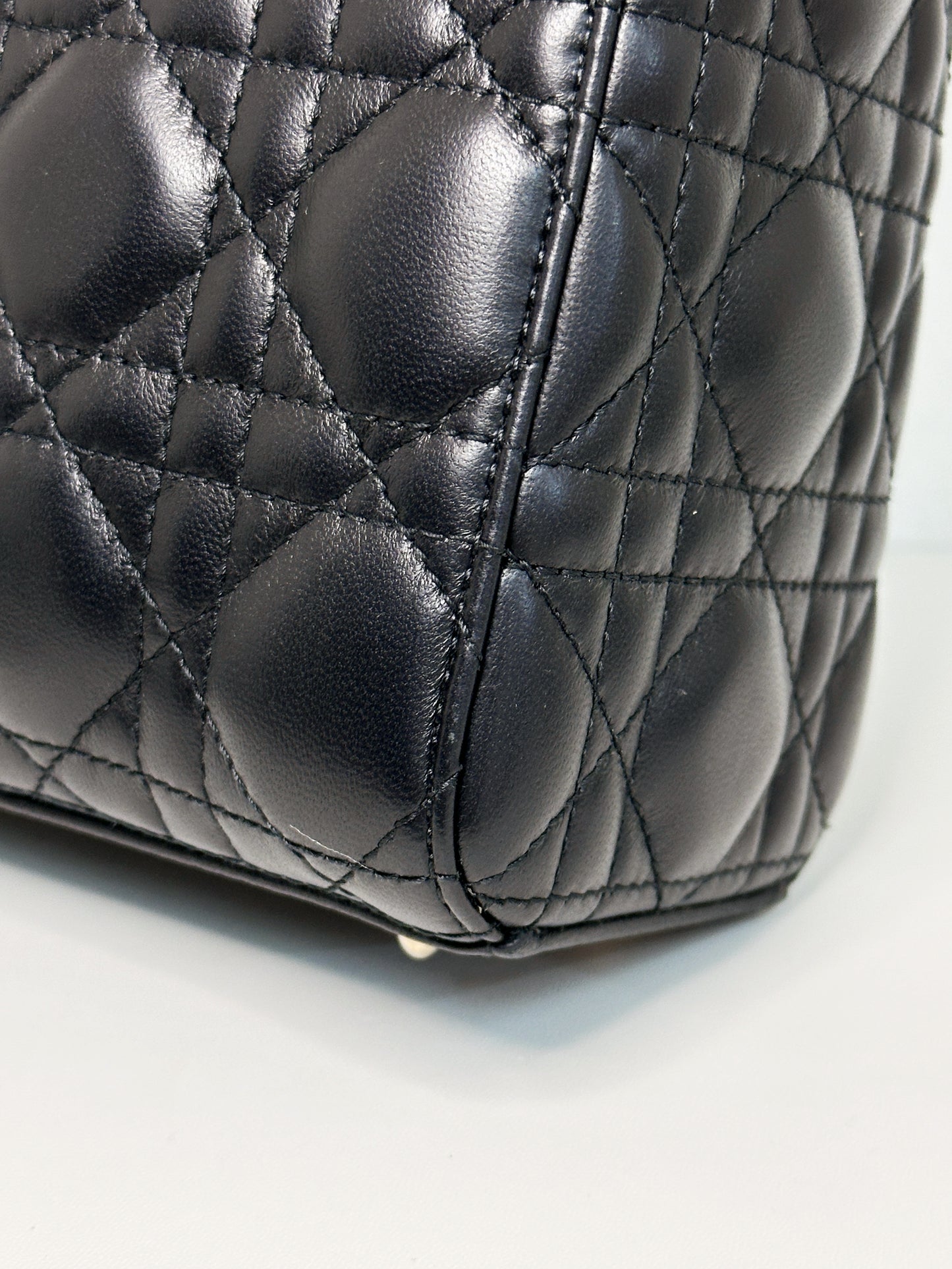Christian Dior Small Cannage Lambskin My Lady Dior ABC Bag Black GHW