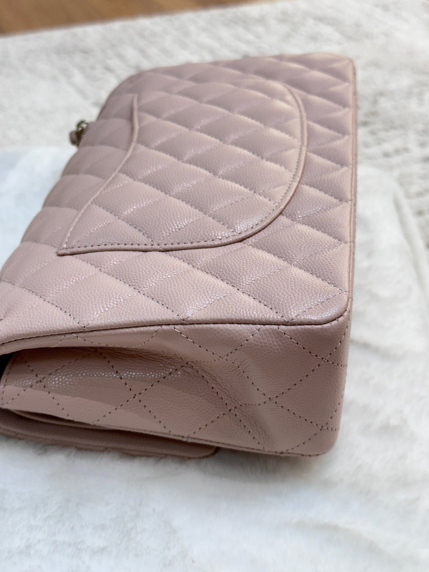 Chanel Medium Caviar Quilted Double Flap Light Pink 21Ｃ