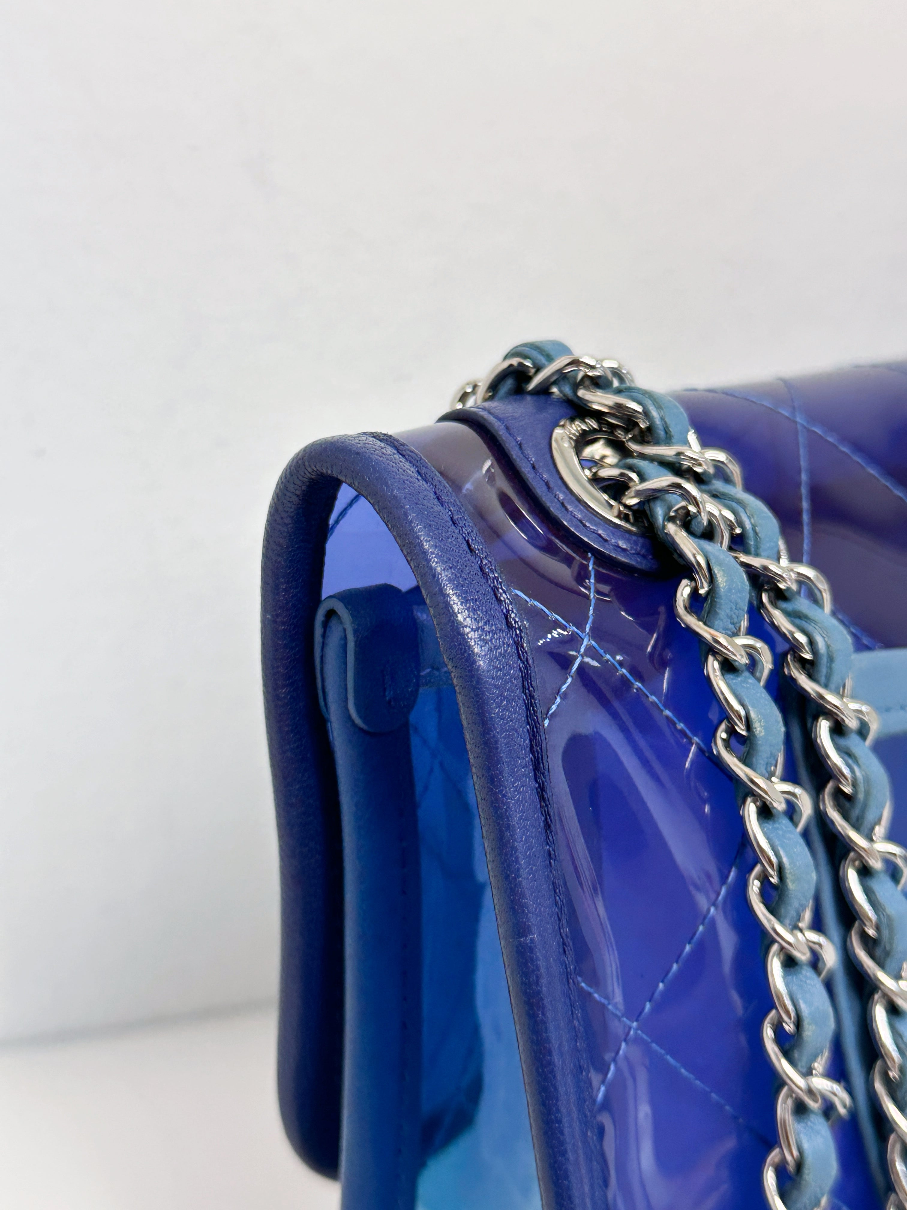 Chanel Blue Coco Splash PVC Medium Flap Bag 2583 holo