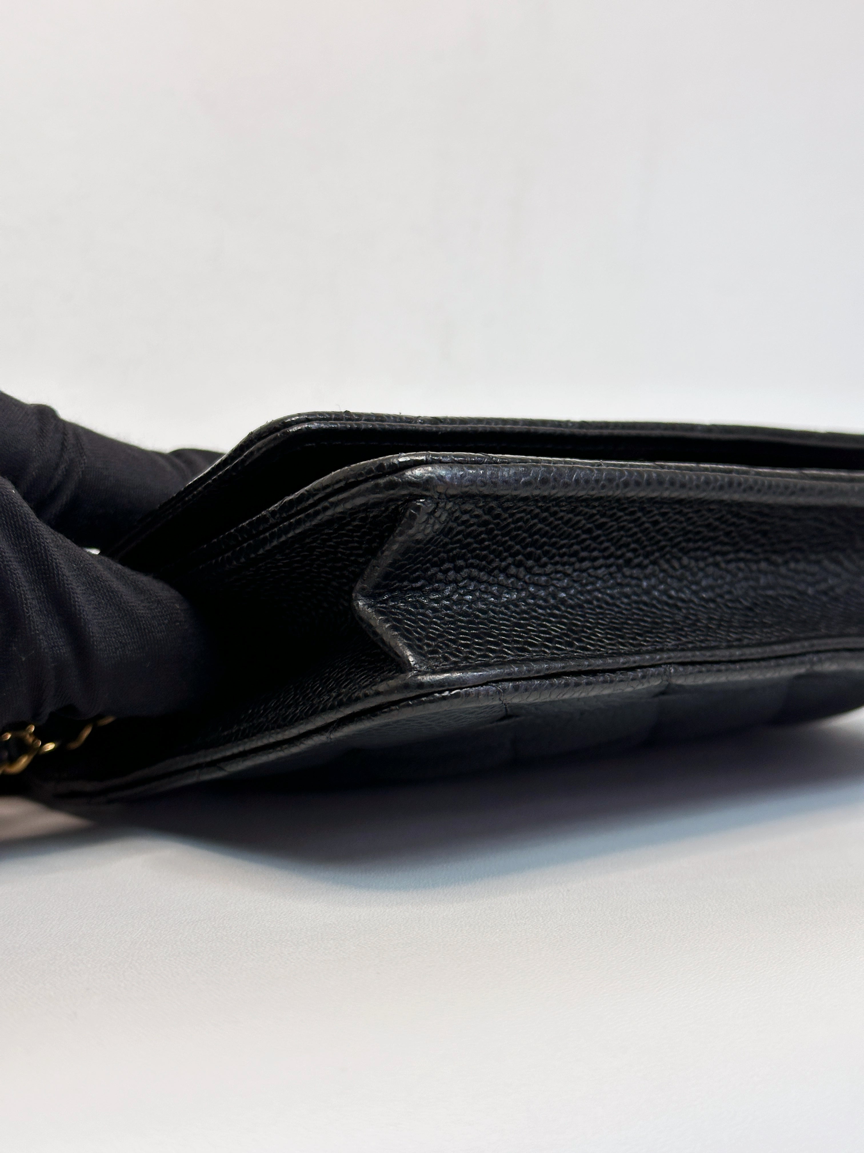 Chanel Classic Wallet on Chain Caviar Black GHW T876 microchip