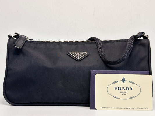 Prada Tessuto Nylon Pochette Bag Black