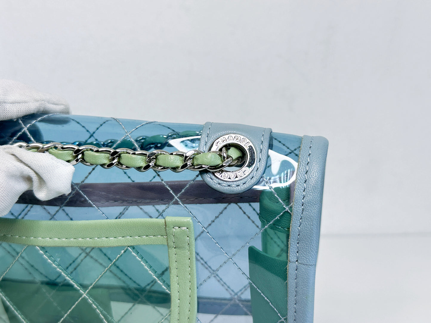 Chanel Coco Splash PVC Mini Flap Bag Blue/Green/Pink 2569 holo