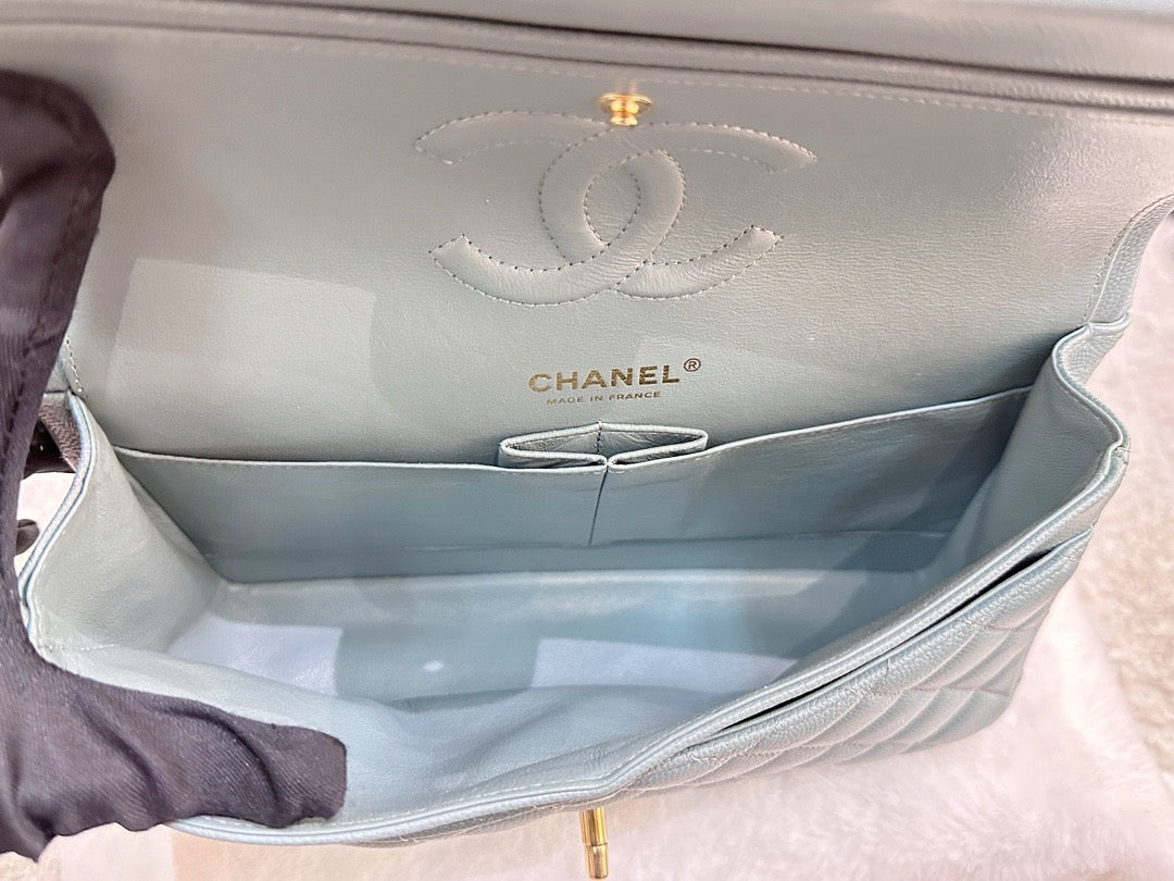 Chanel Medium Classic Sky Blue Bag 18C