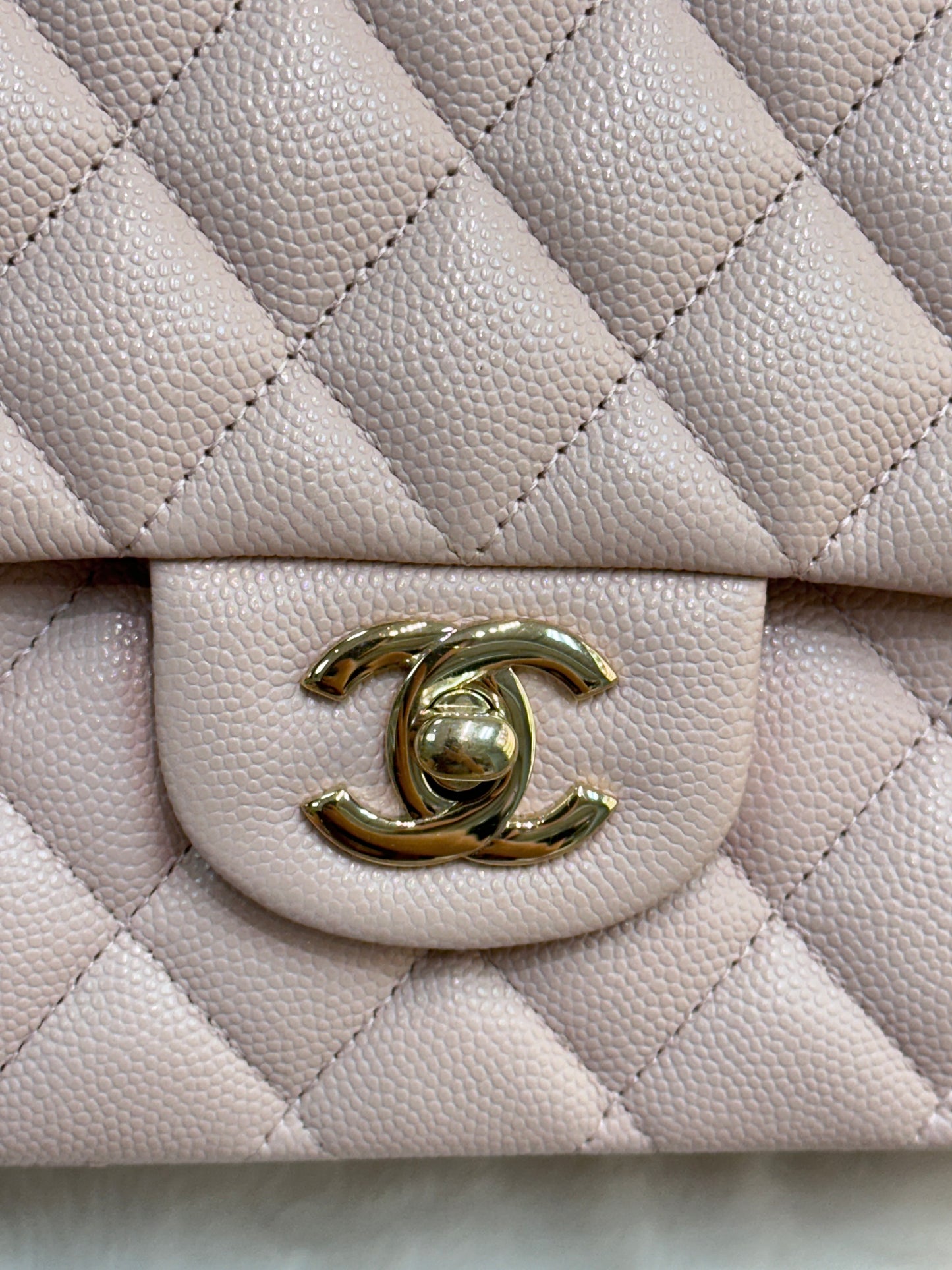 Chanel Medium Caviar Quilted Double Flap Light Pink 21Ｃ