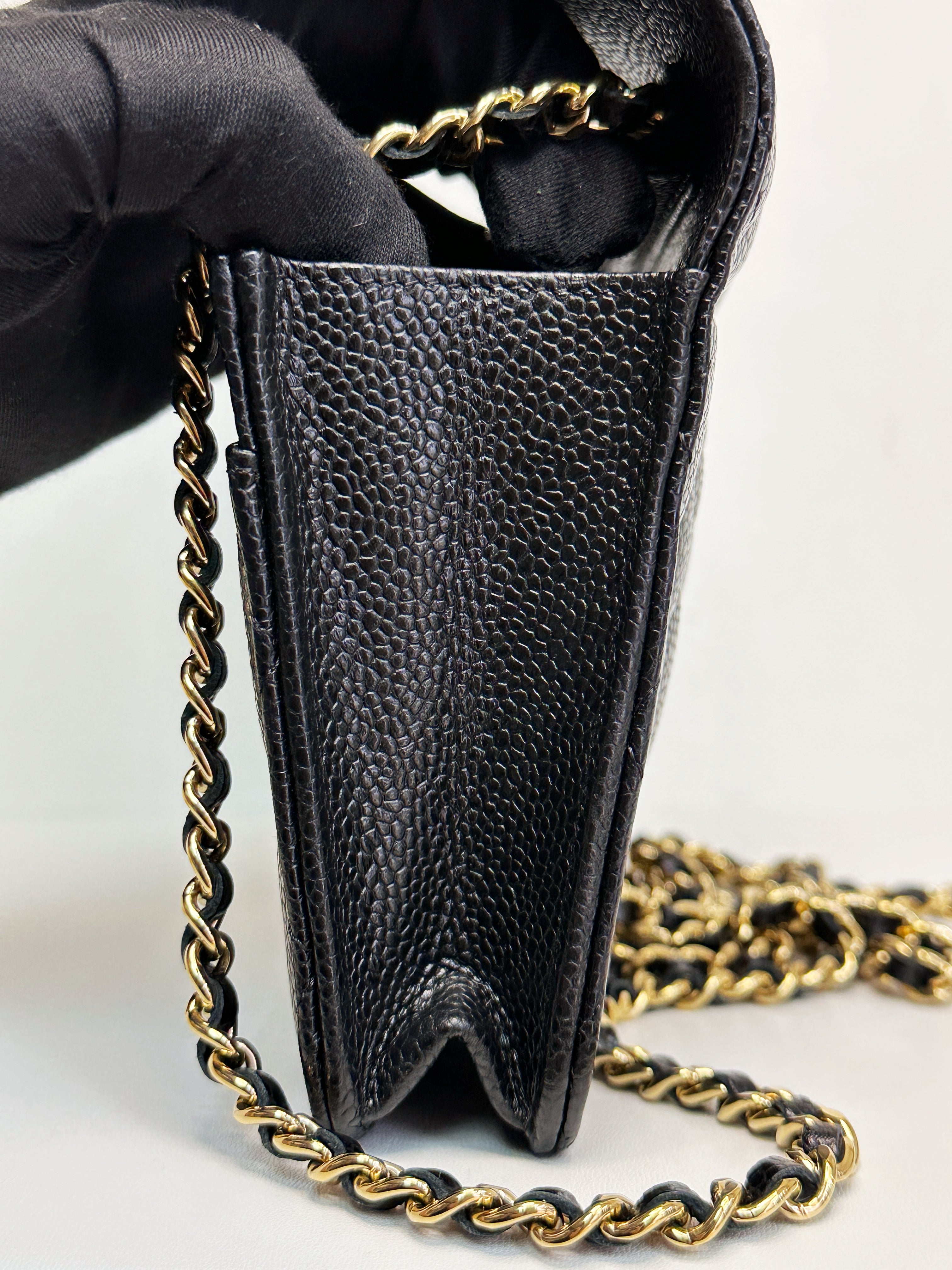 Chanel Classic Wallet on Chain Caviar Black GHW T876 microchip