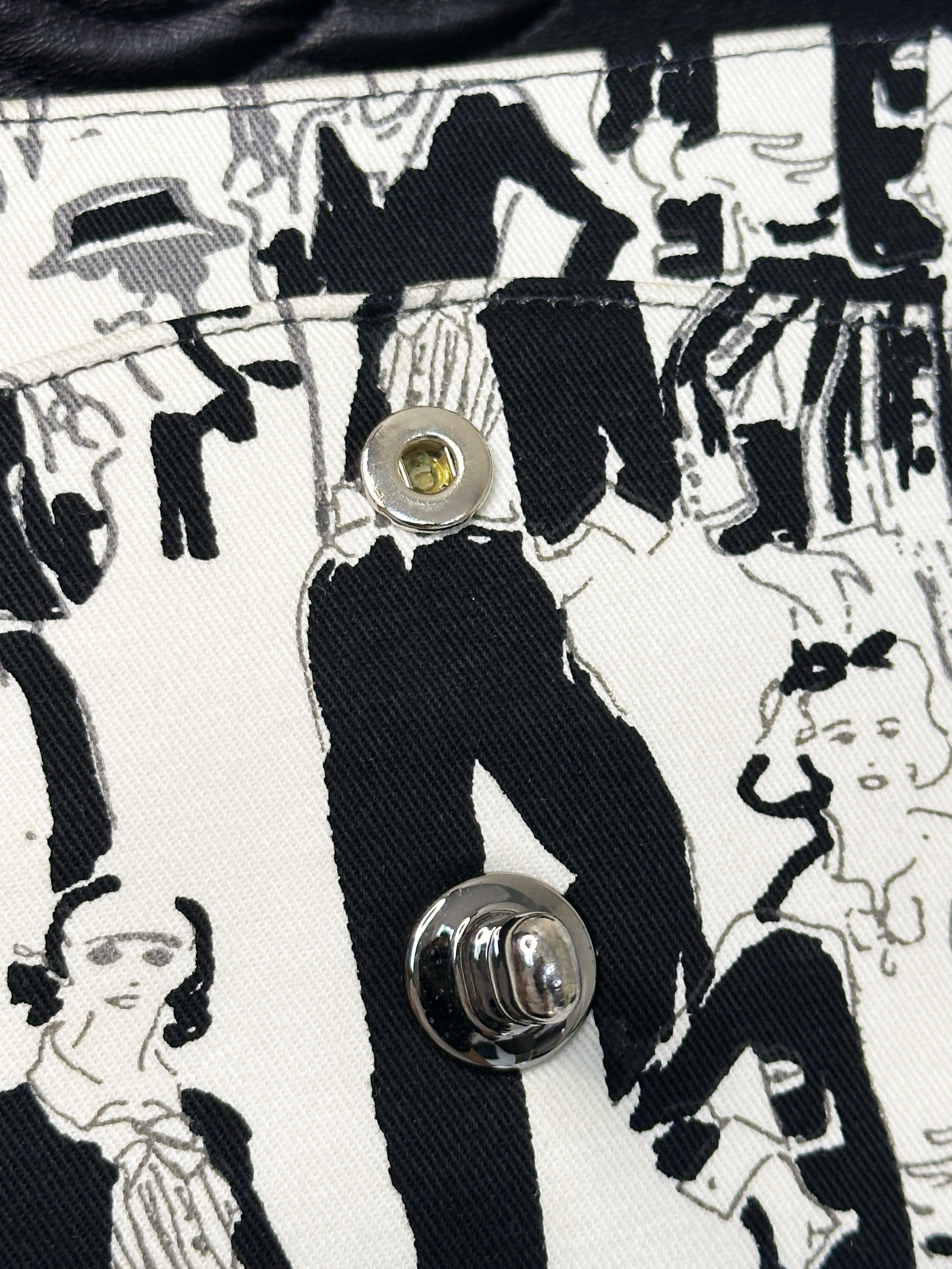 Chanel Canvas Coco Icons Medium Double Flap Bag Black White 827 holo card