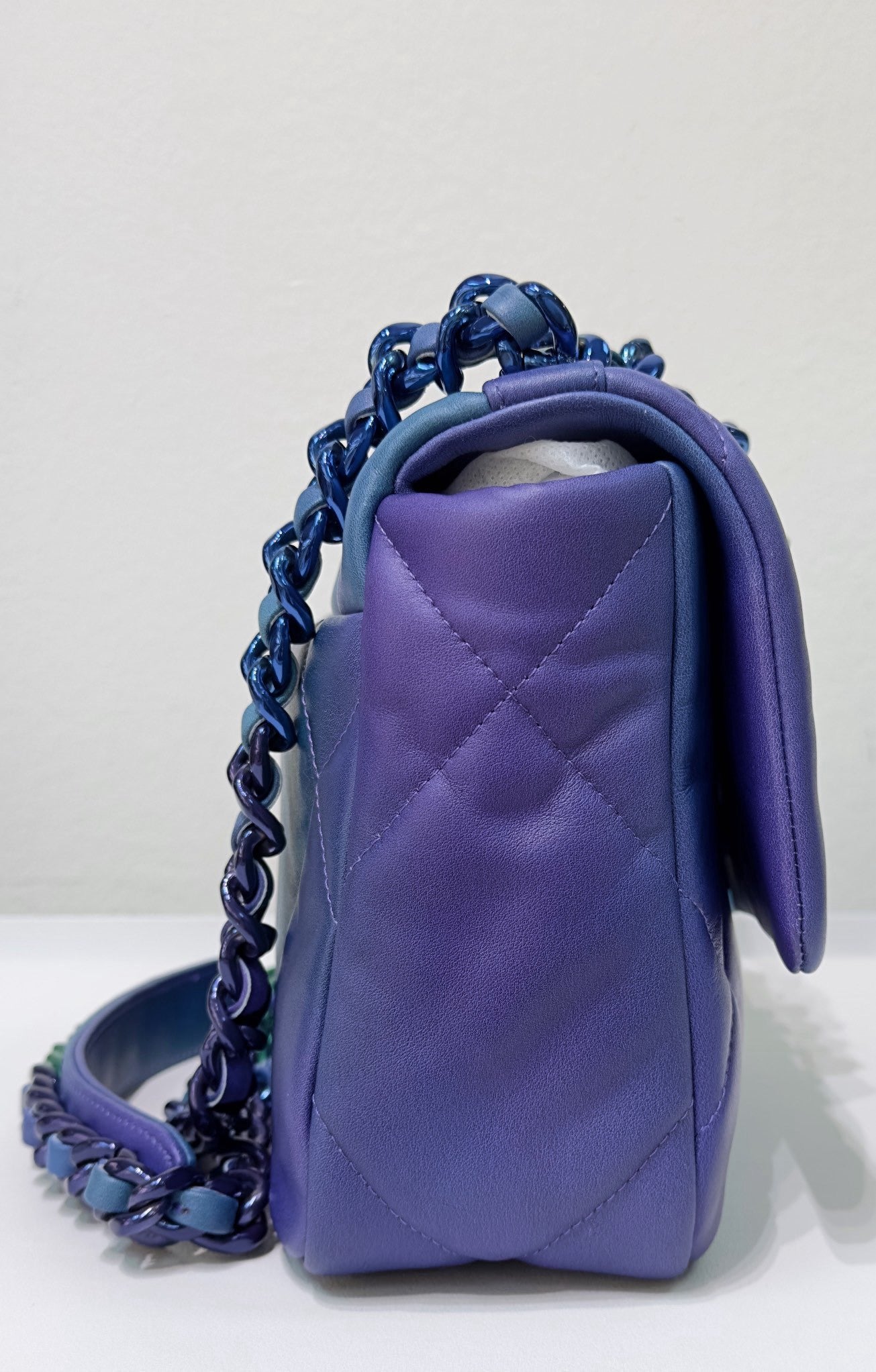 Chanel Medium Quilted 19 Flap Calfskin Tie Dye Blue Purple