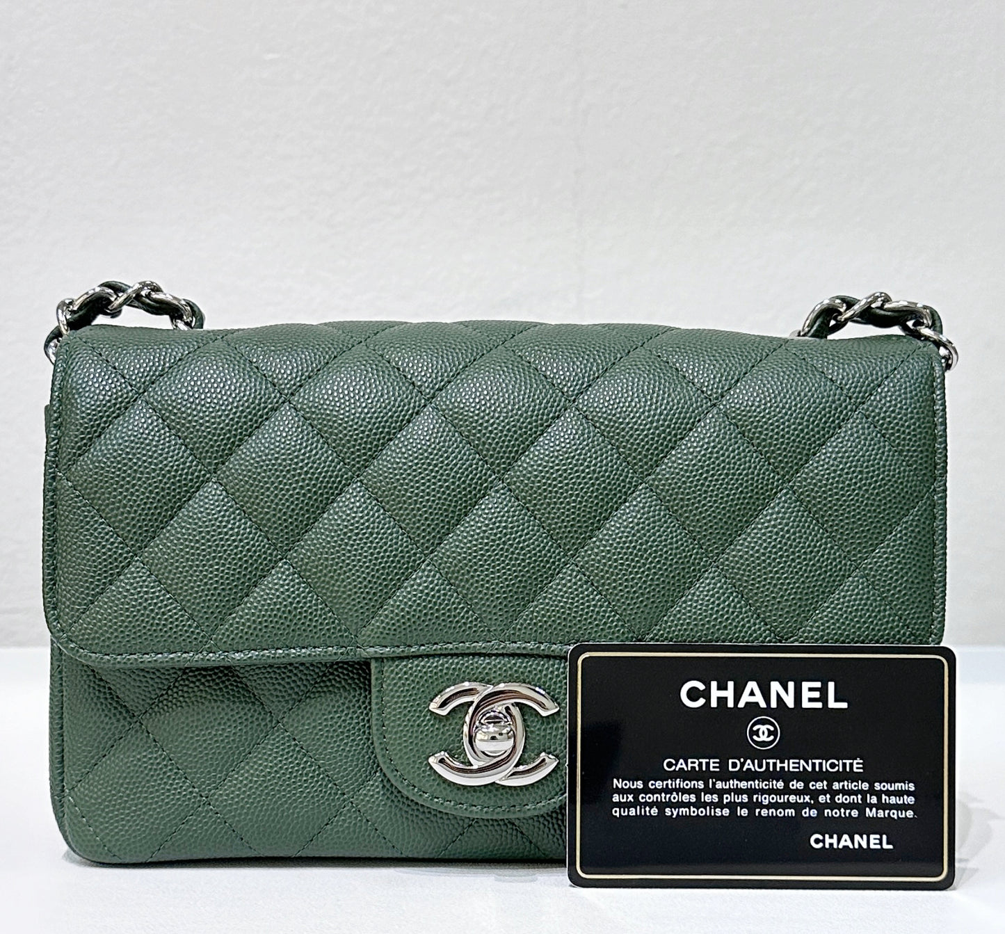 Chanel Caviar Quilted Mini Rectangular Flap Green