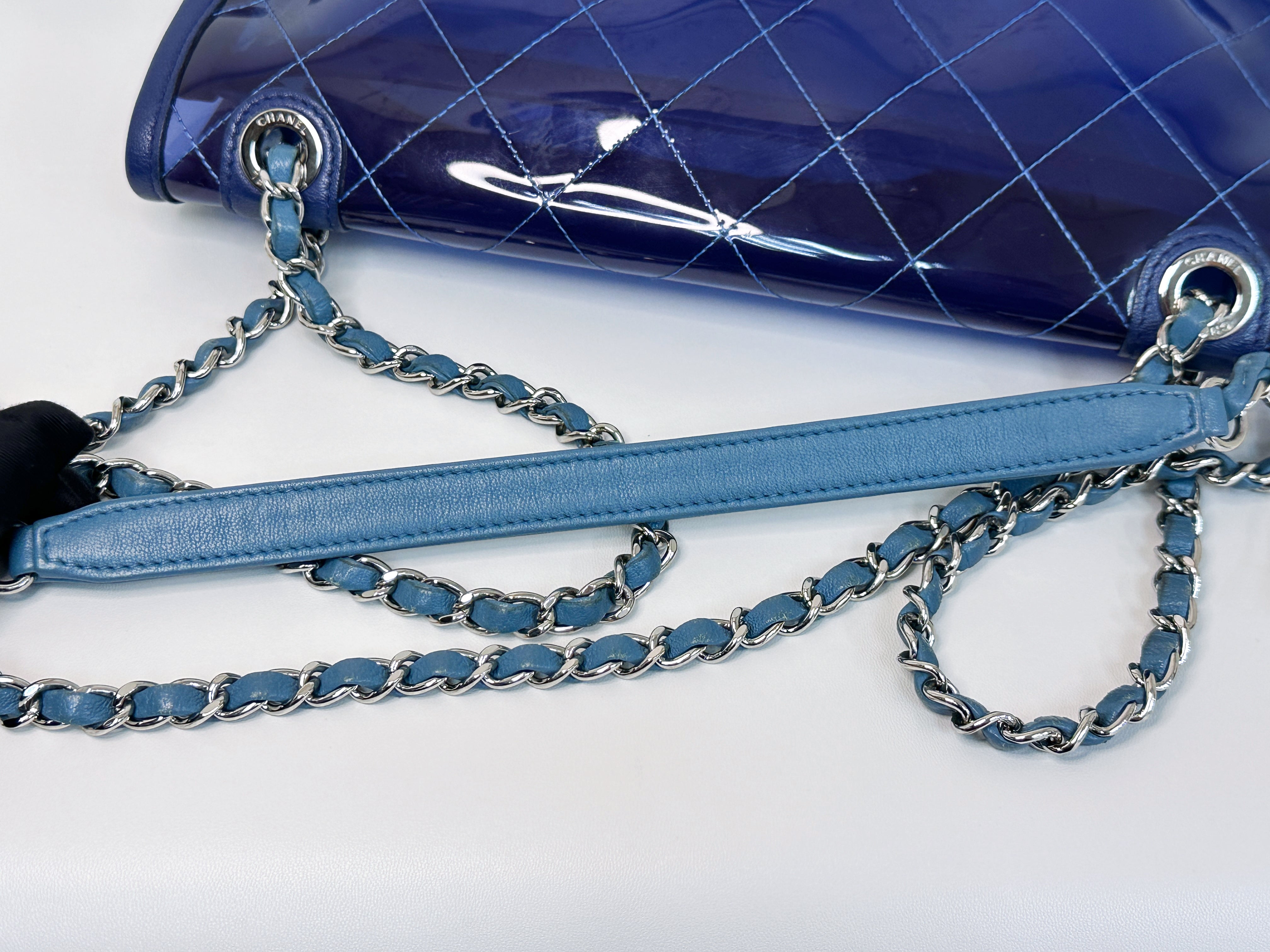 Chanel Blue Coco Splash PVC Medium Flap Bag 2583 holo