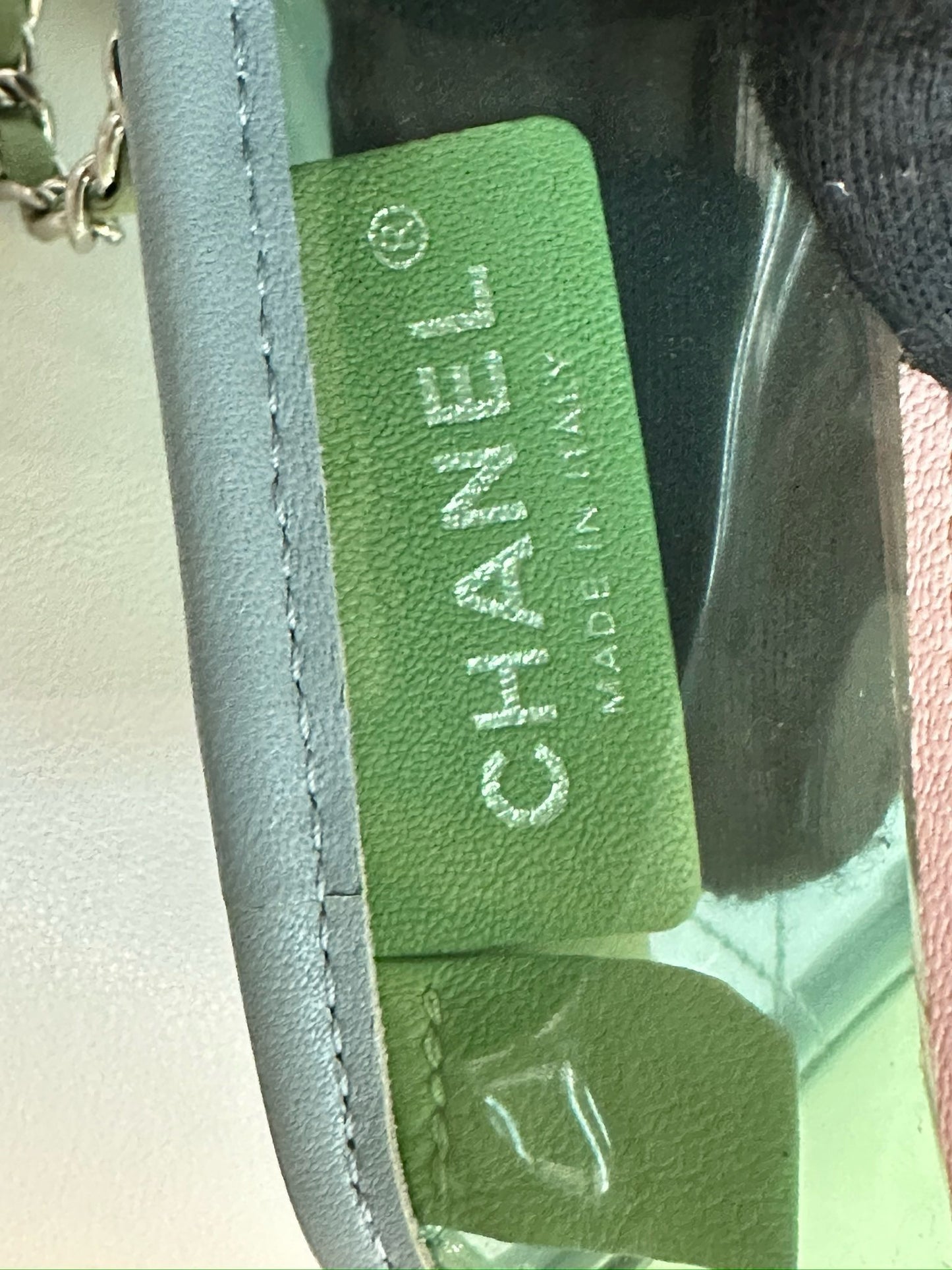 Chanel Mini Coco Splash PVC Flap Bag Blue/Green/Pink SHW 2582 holo card