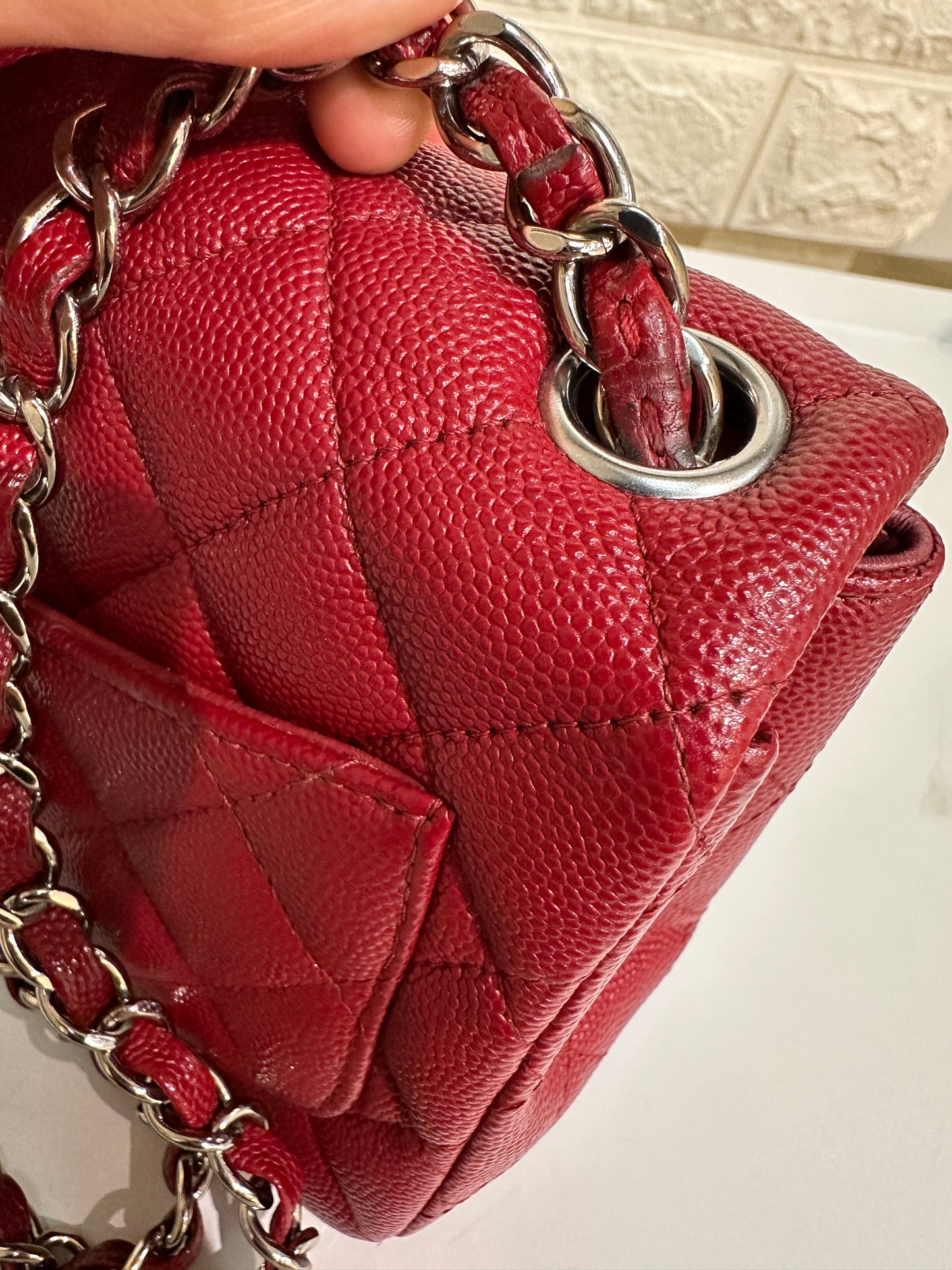 Chanel Classic Square Mini Flap in Red Caviar and SHW