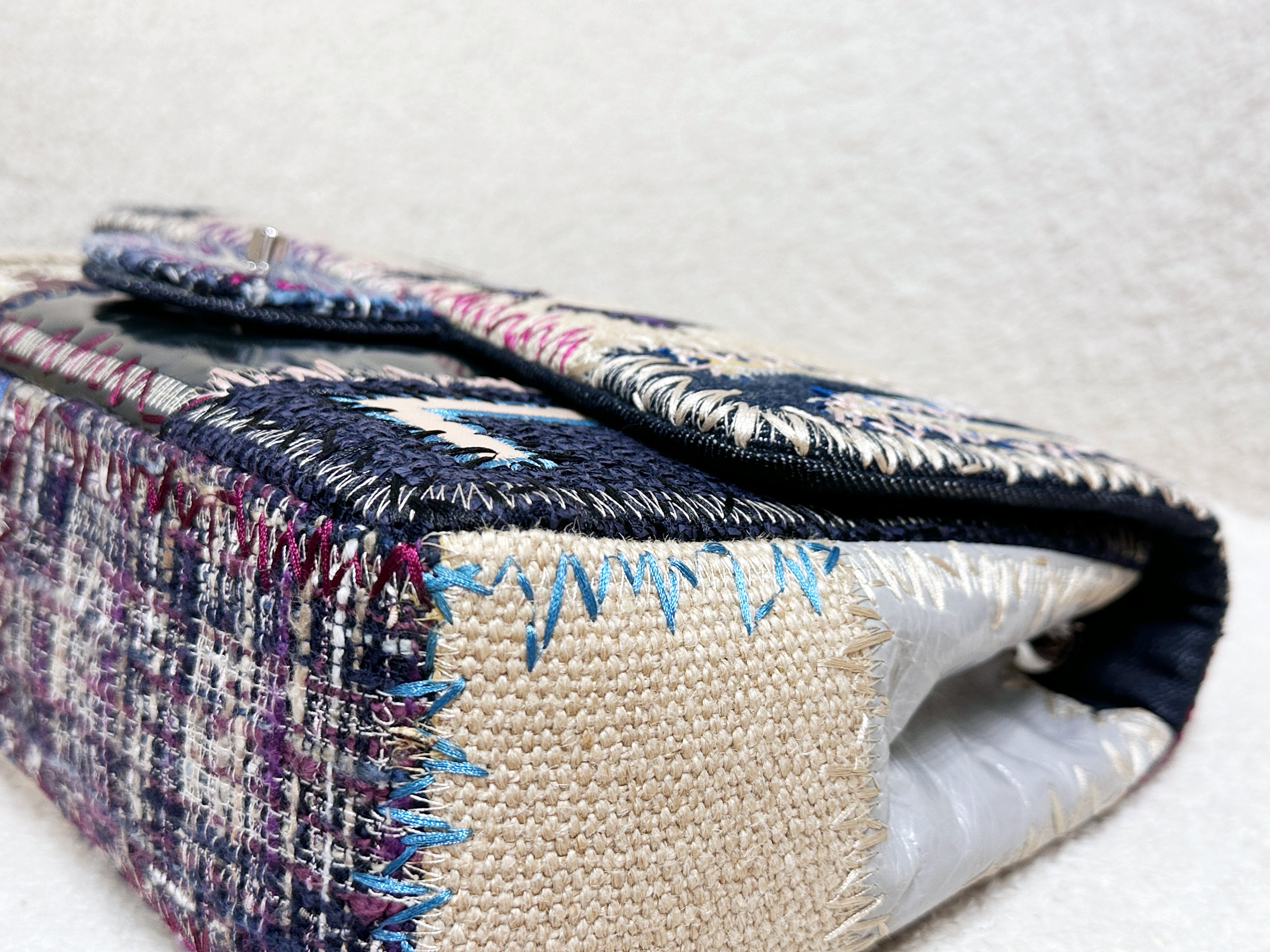 CHANEL TIMELESS PATCHWORK MULTICOLOR JUMBO SINGLE FLAP BAG 1600 holo card