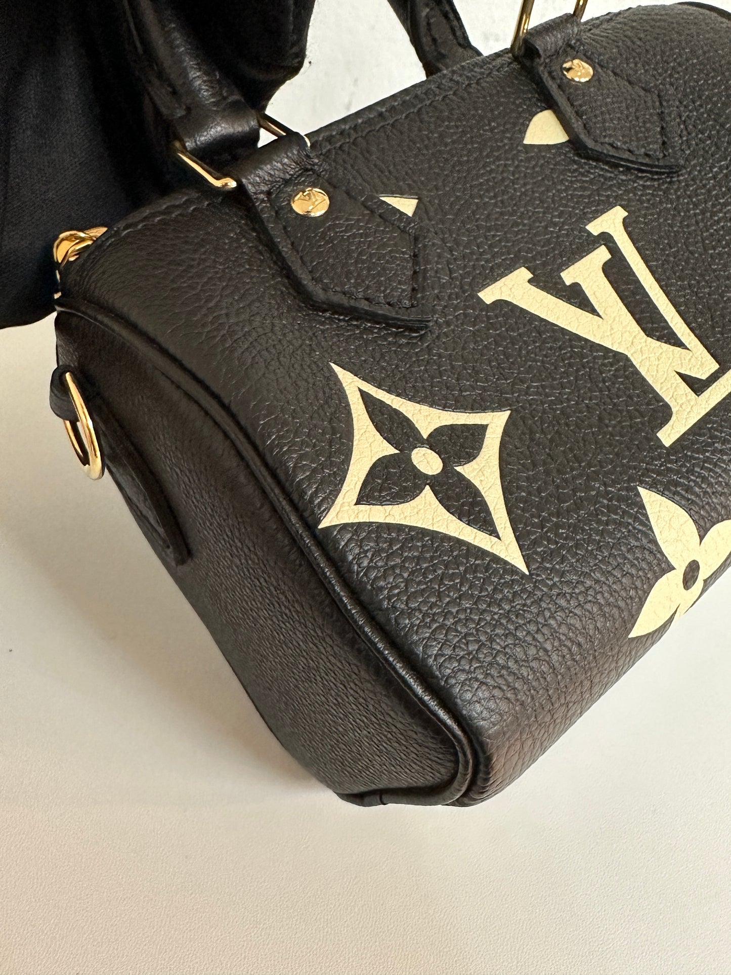 Louis Vuitton Speedy Bandouliere Nano Black Top Handle Bag in Monogram Empreinte Leather GHW