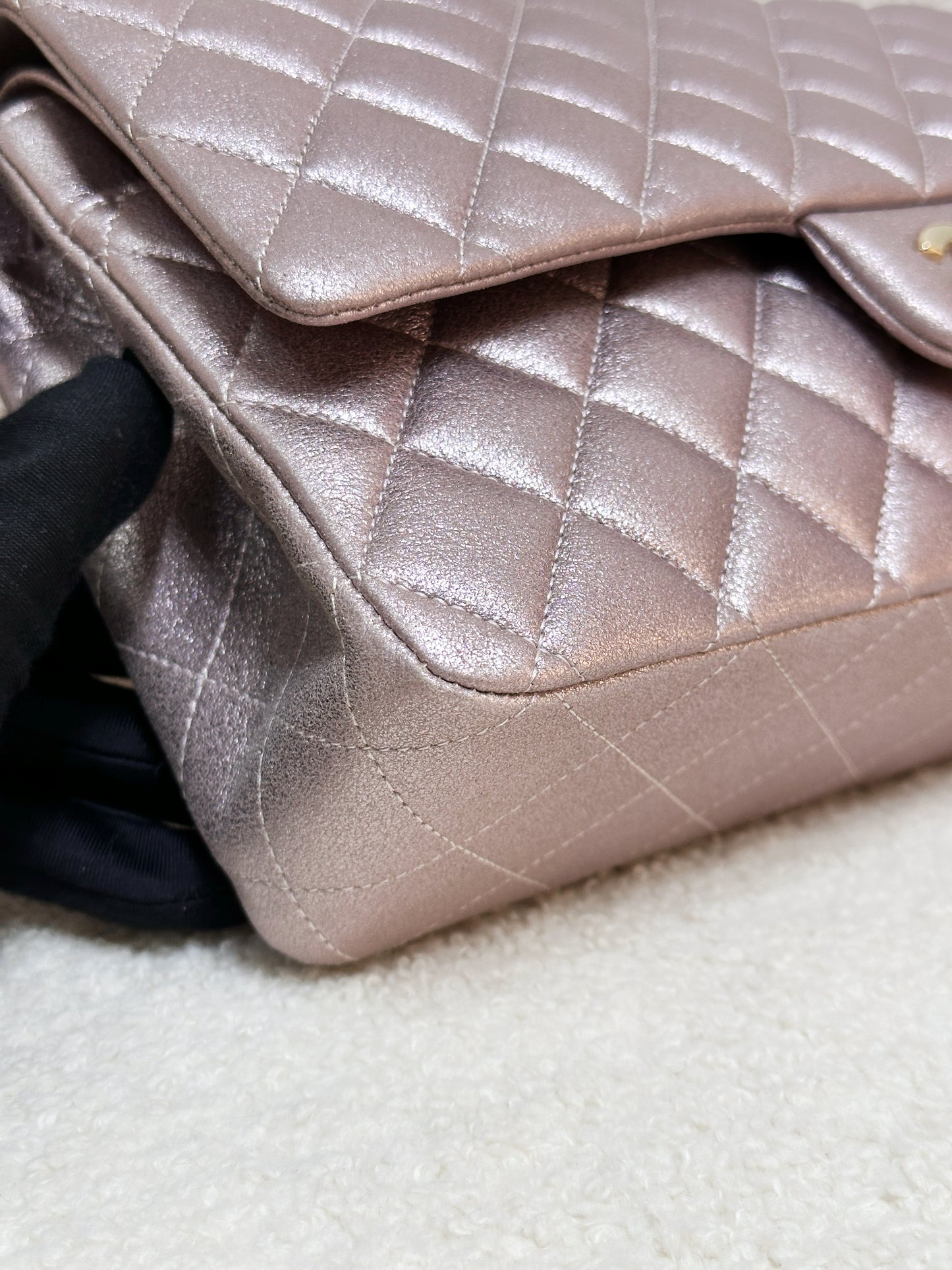 Chanel Classic Quilted Medium Double Flap Iridescent Pink (Calfskin)LGHW 1998 holo card