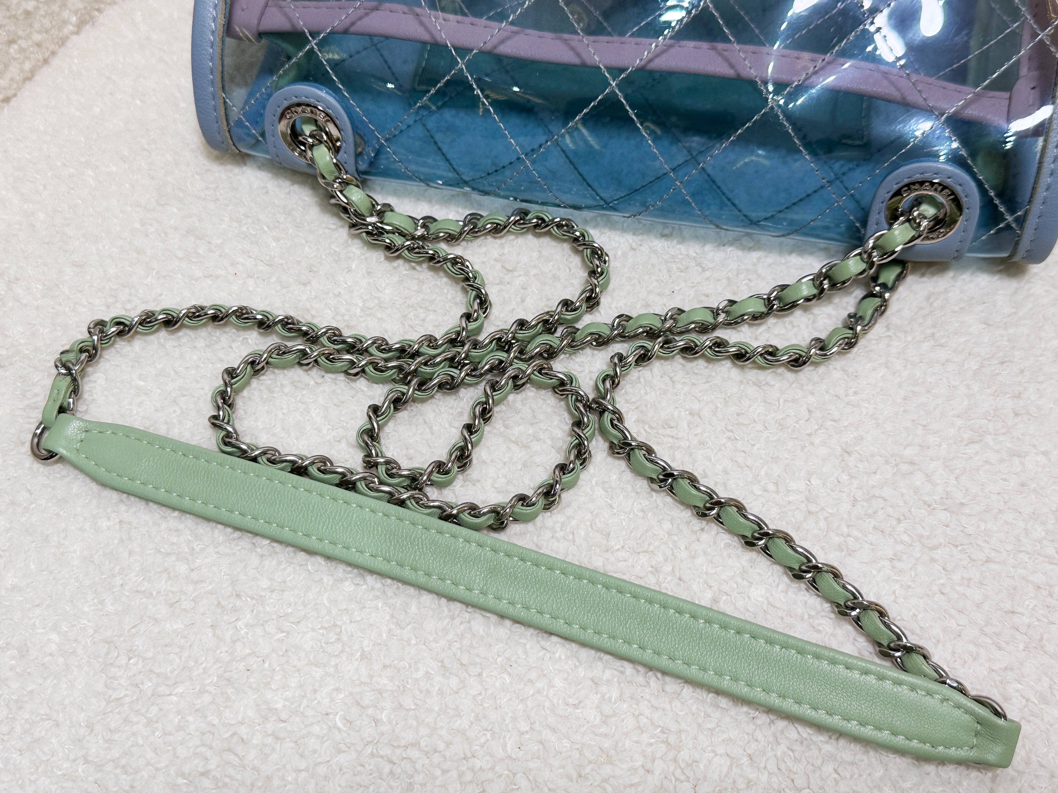 Chanel Coco Splash PVC Mini Flap Bag Blue/Pink/Green 25 holo