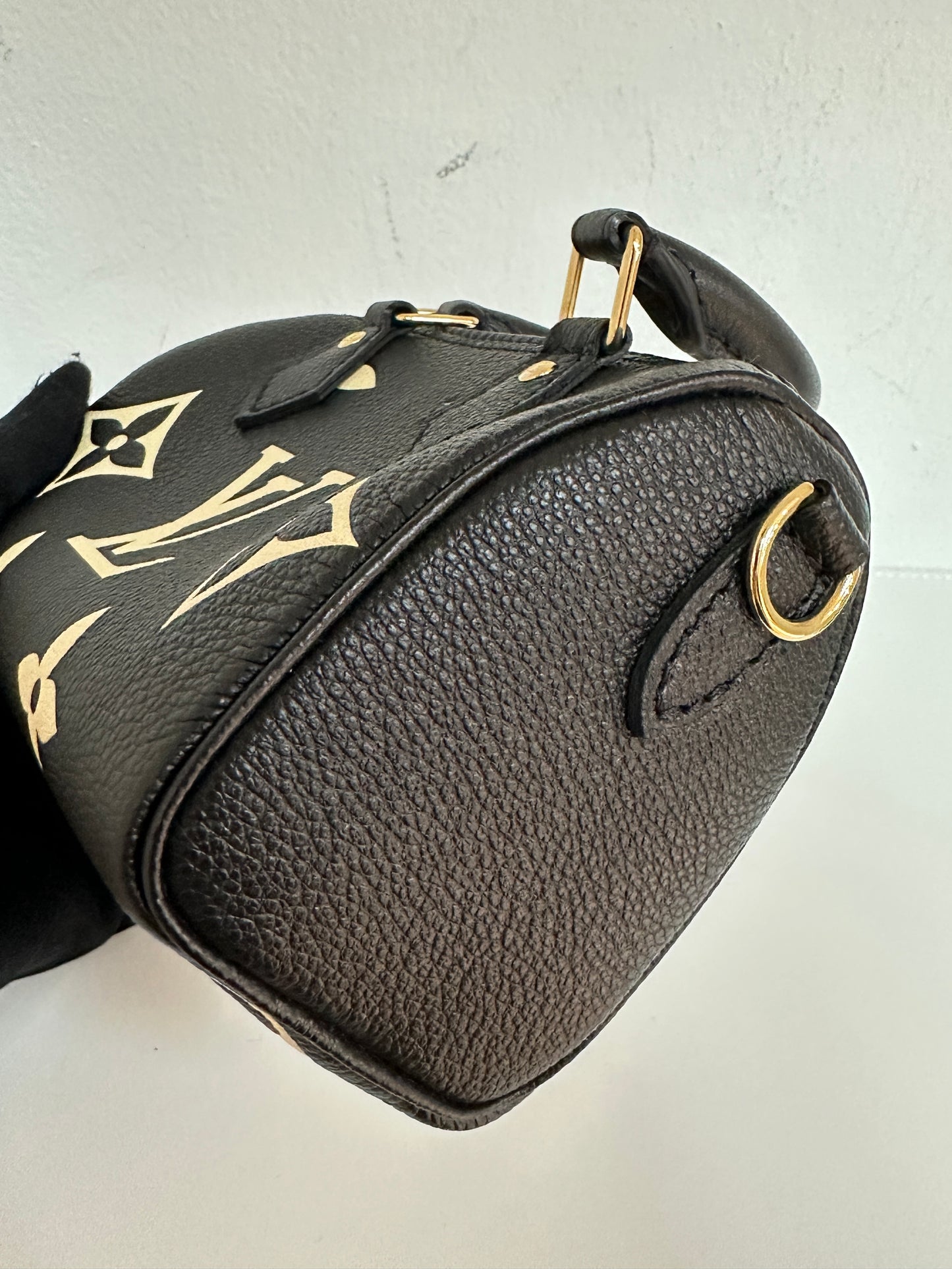 Louis Vuitton Speedy Bandouliere Nano Black Top Handle Bag in Monogram Empreinte Leather GHW