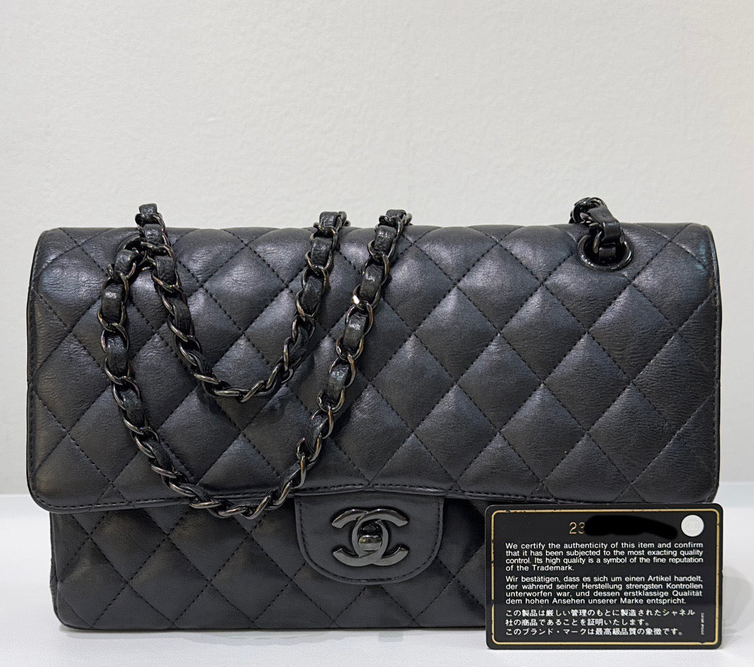 Chanel Medium Calfskin Classic So Black Double Flap Bag